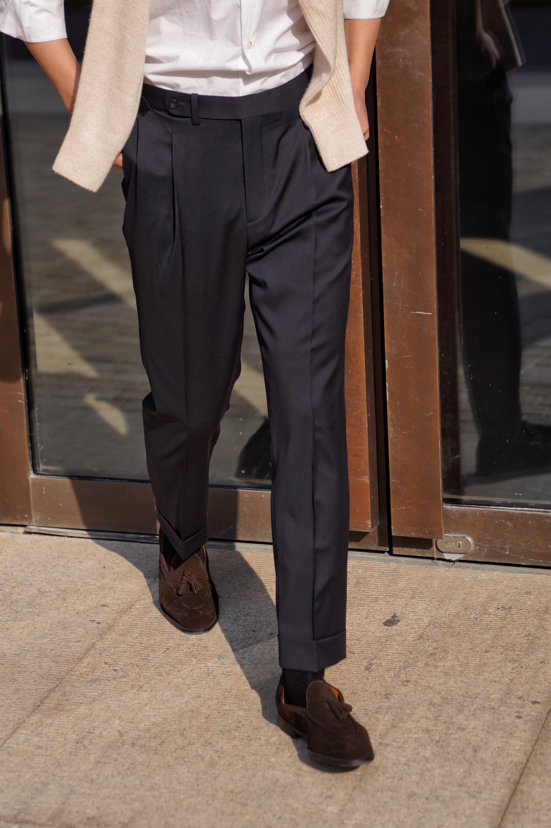 Navy 120s Worsted Wool Trousers #304