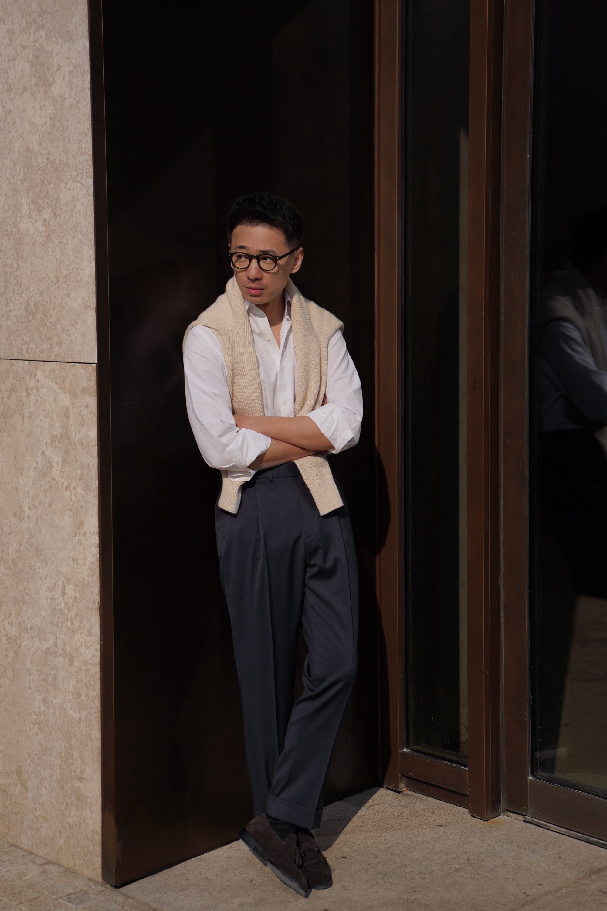 Navy 120s Worsted Wool Trousers #304