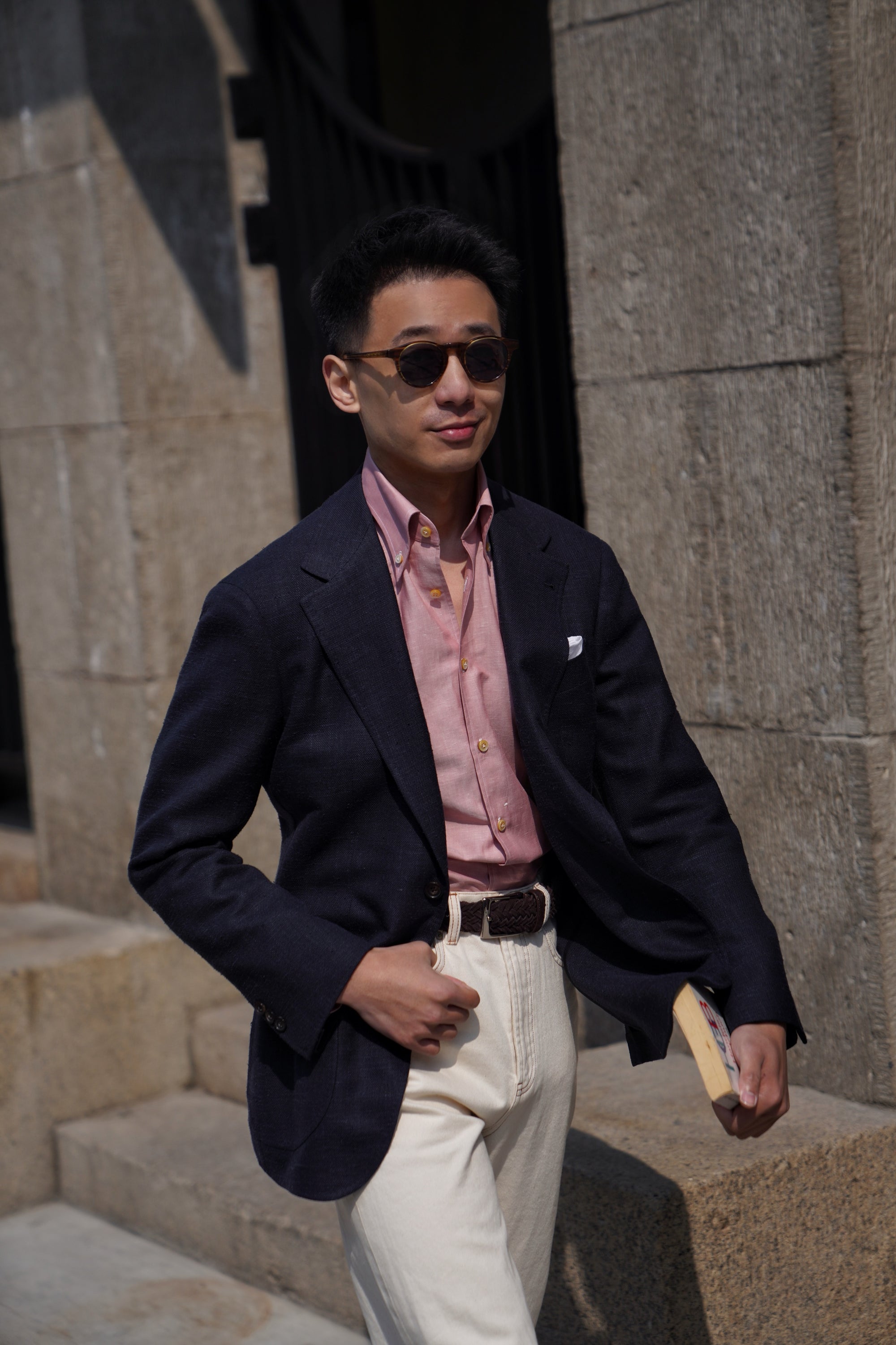 Indigo Wool Linen Silk Jacket #318