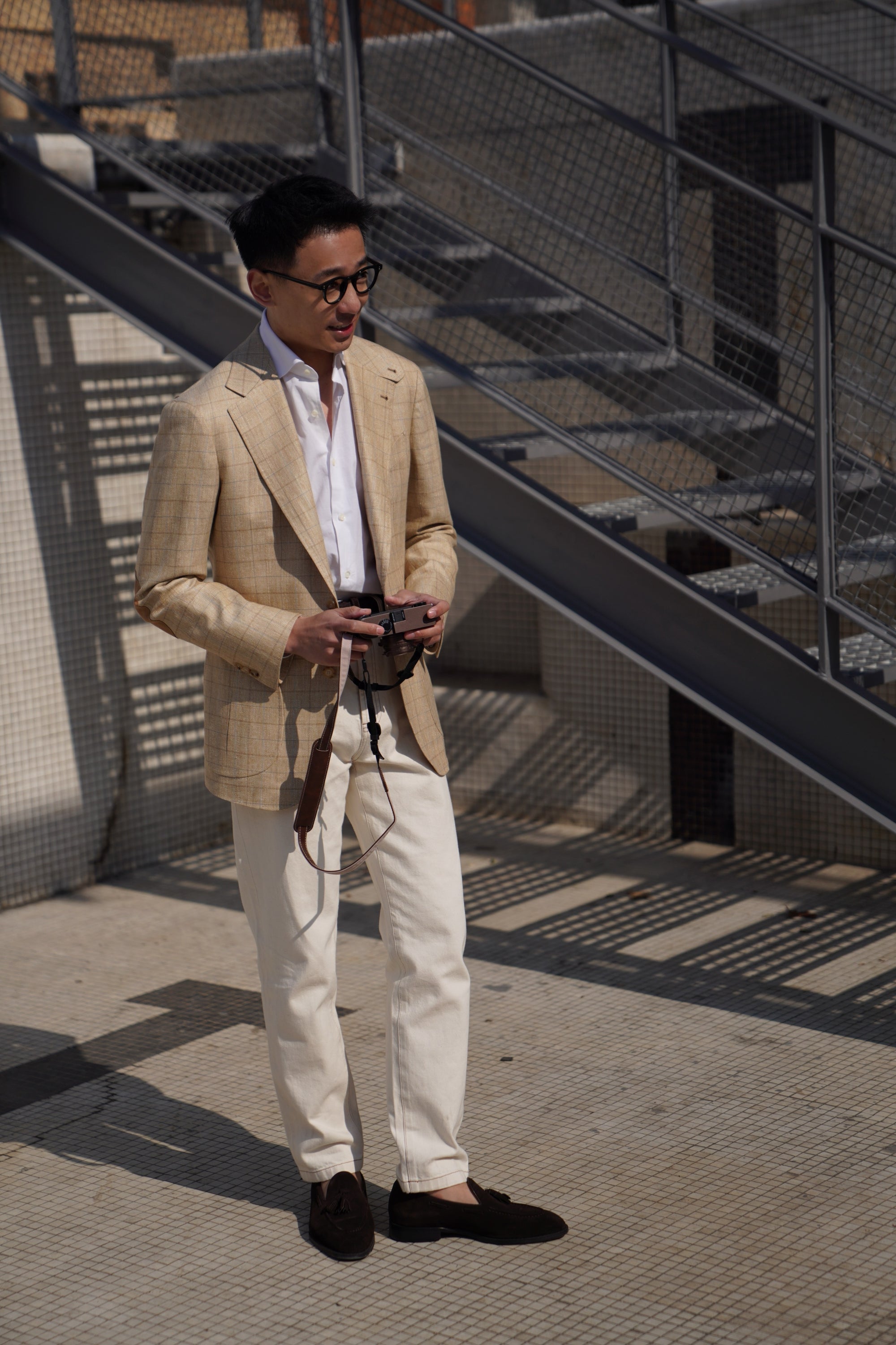 MTO Golden Camel Windowpane Linen Wool Jacket #352