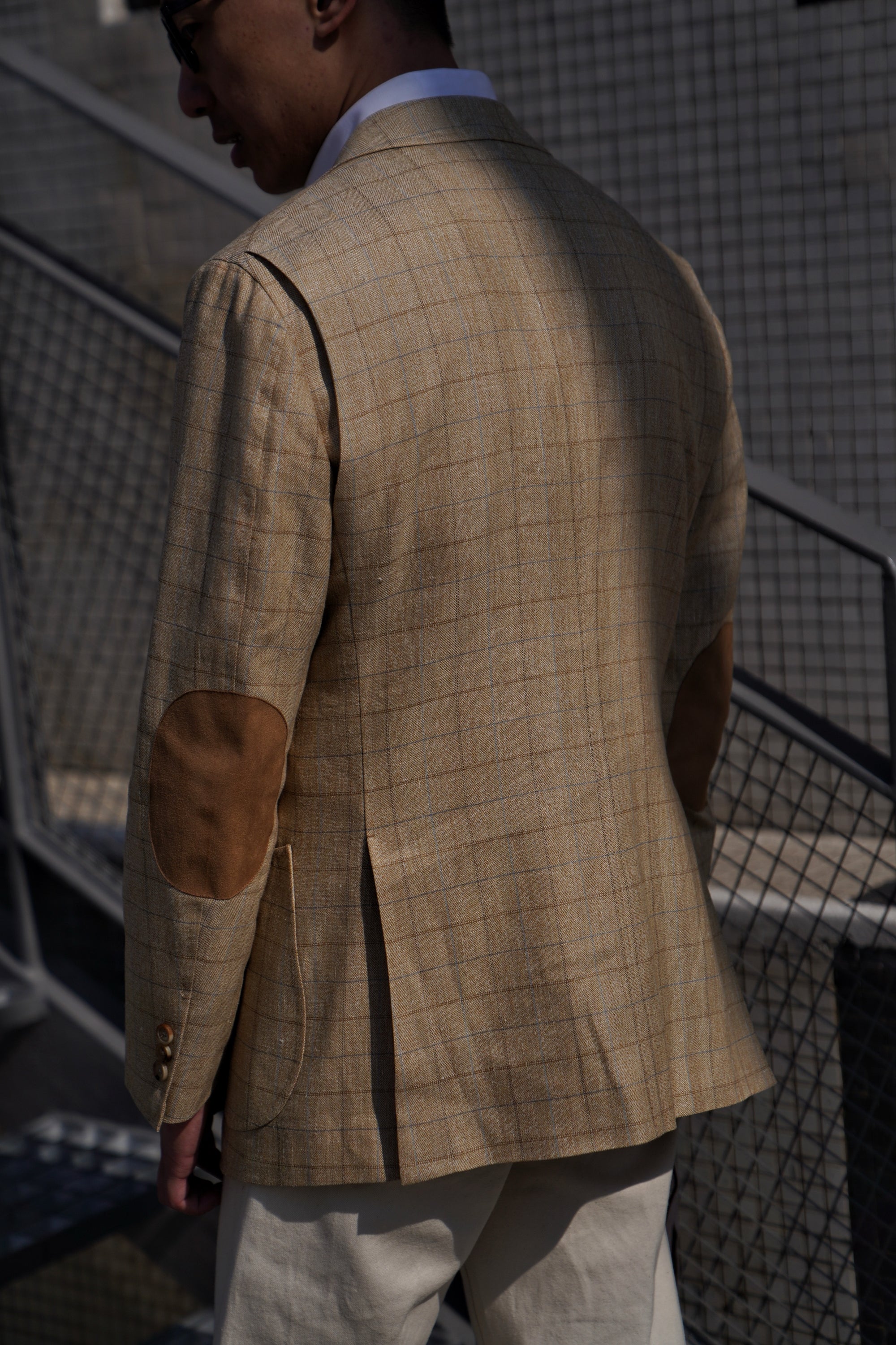 MTO Golden Camel Windowpane Linen Wool Jacket #352