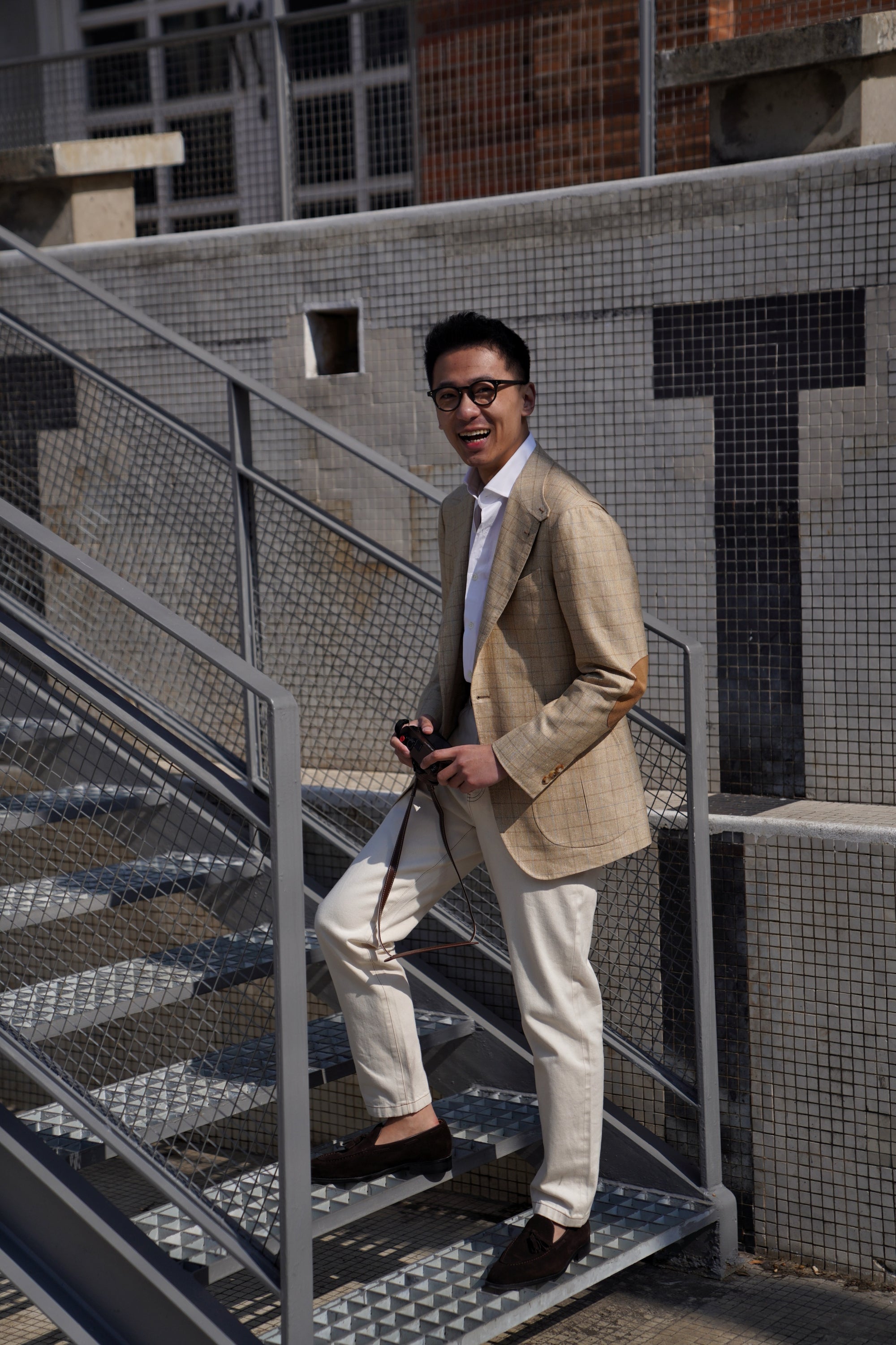 MTO Golden Camel Windowpane Linen Wool Jacket #352