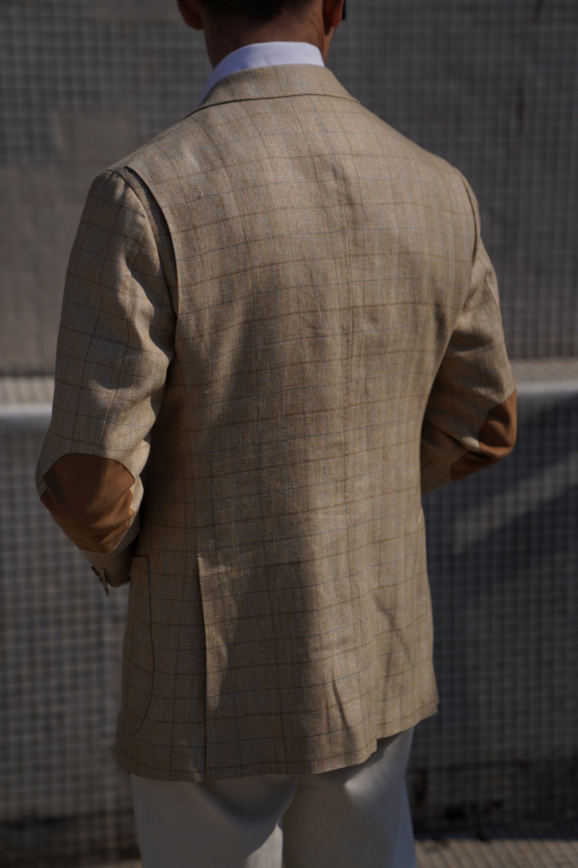 MTO Golden Camel Windowpane Linen Wool Jacket #352