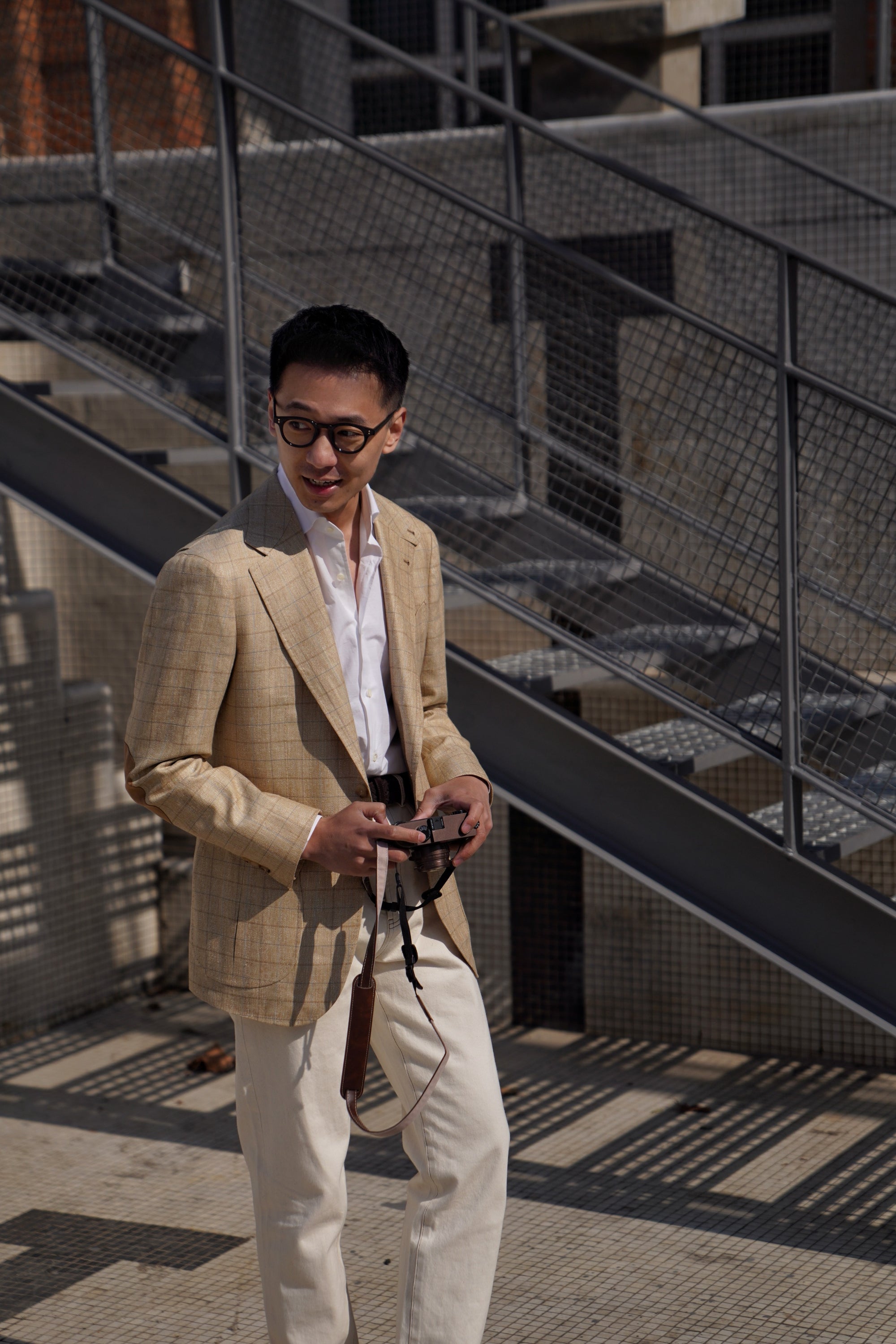 MTO Golden Camel Windowpane Linen Wool Jacket #352