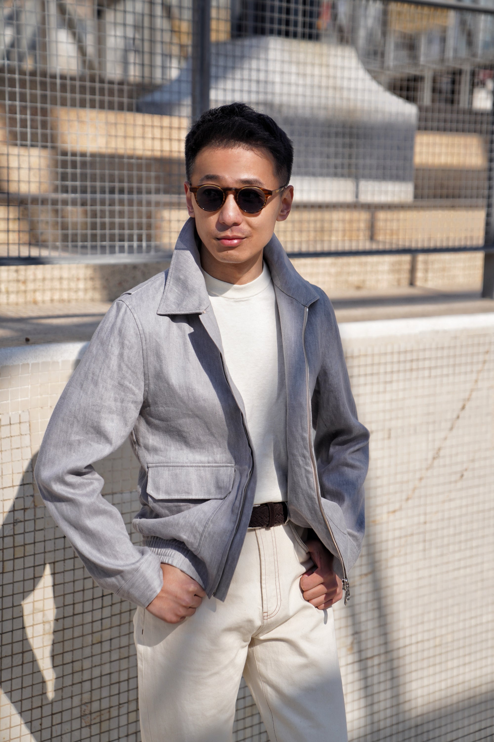 Slate Grey Cotton Linen A2 Jacket