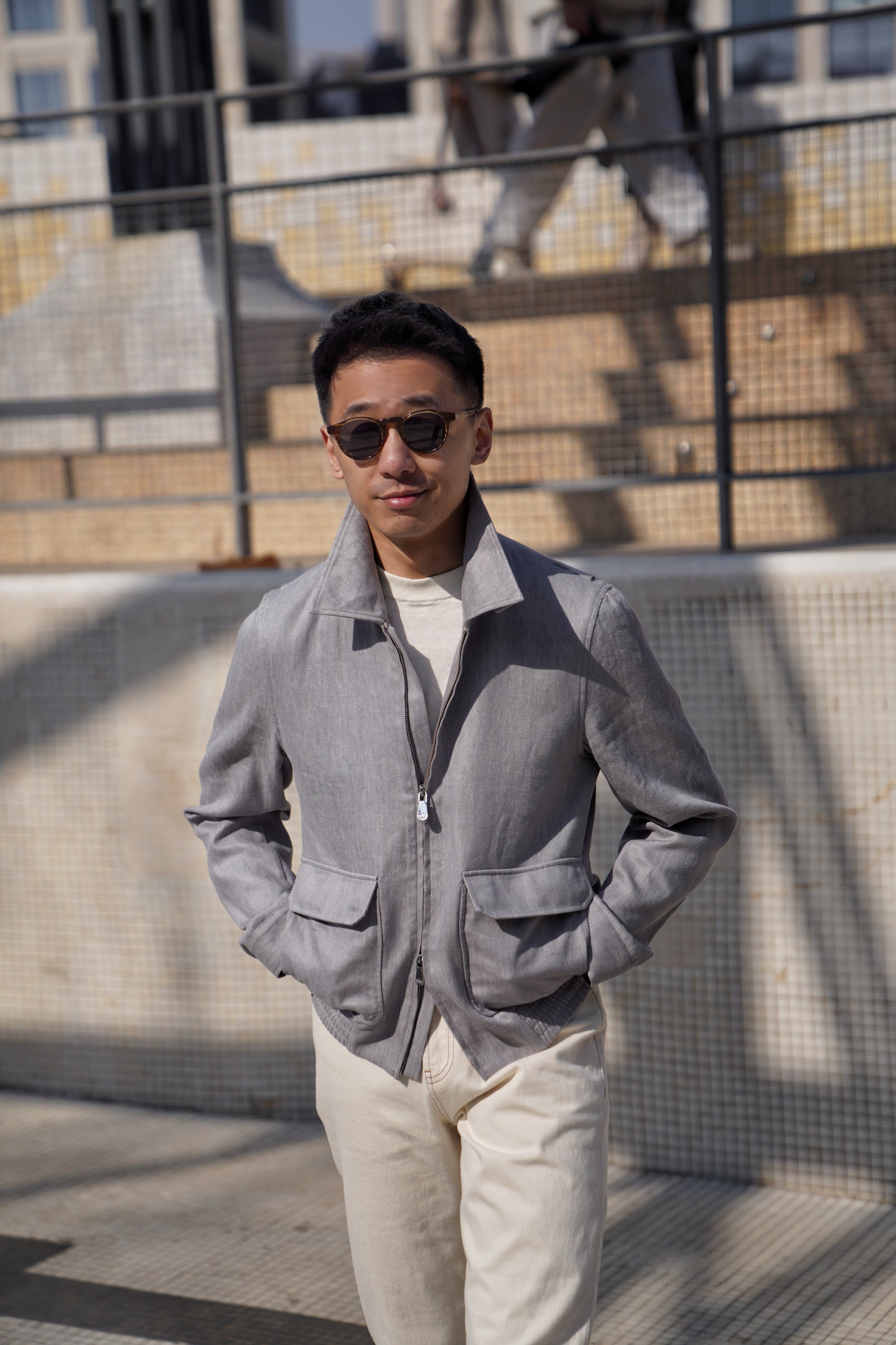 Slate Grey Cotton Linen A2 Jacket