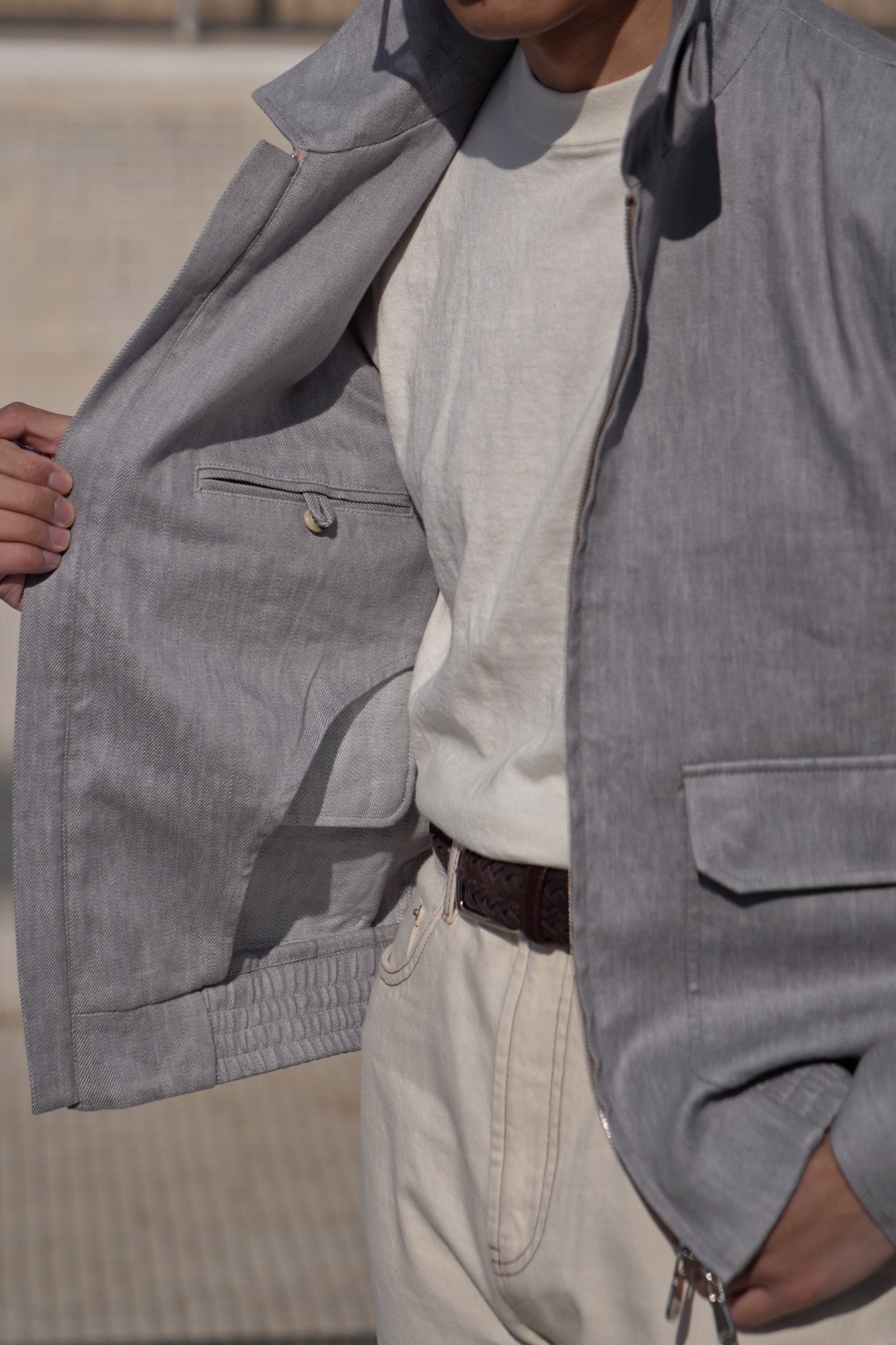 Slate Grey Cotton Linen A2 Jacket