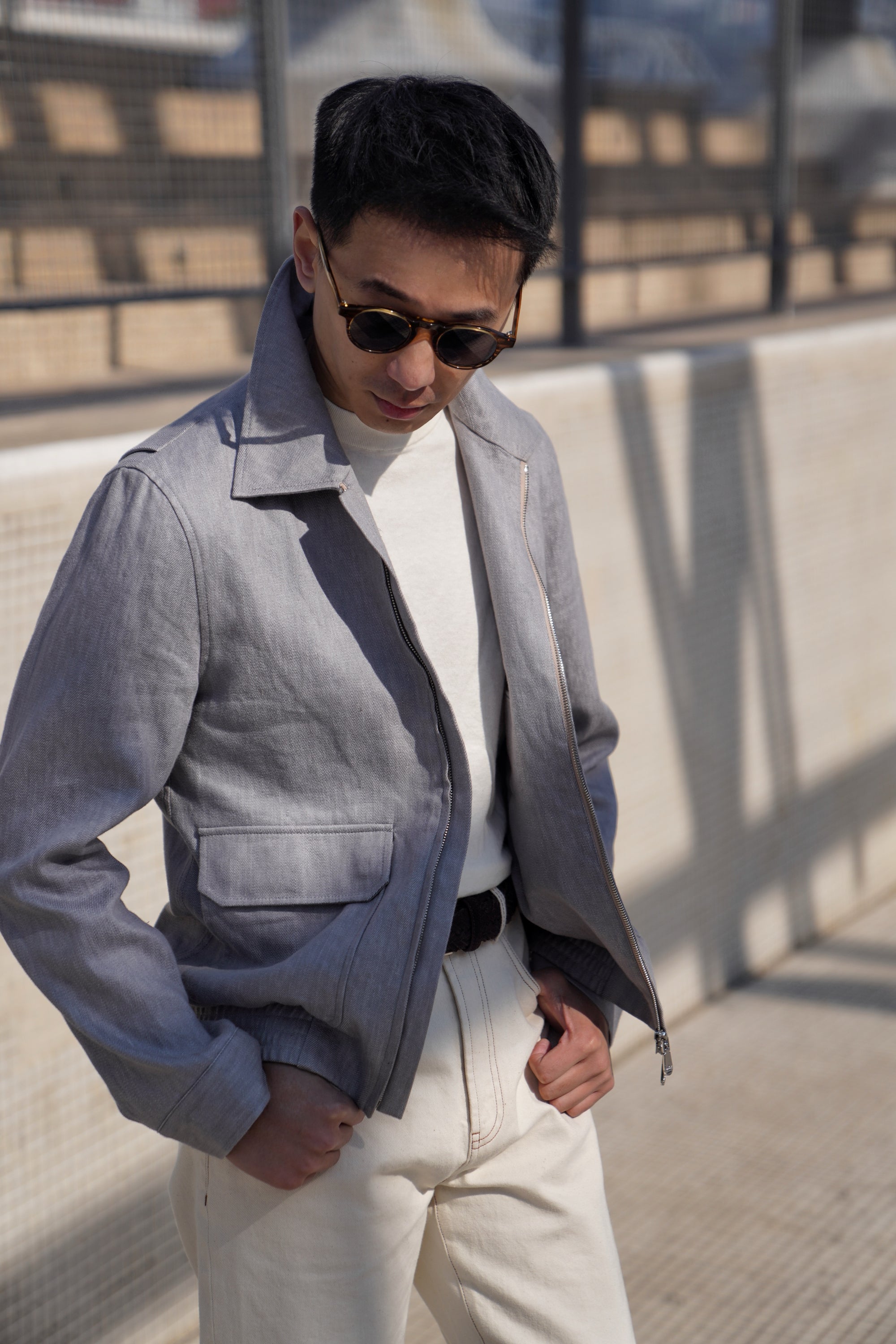 Slate Grey Cotton Linen A2 Jacket