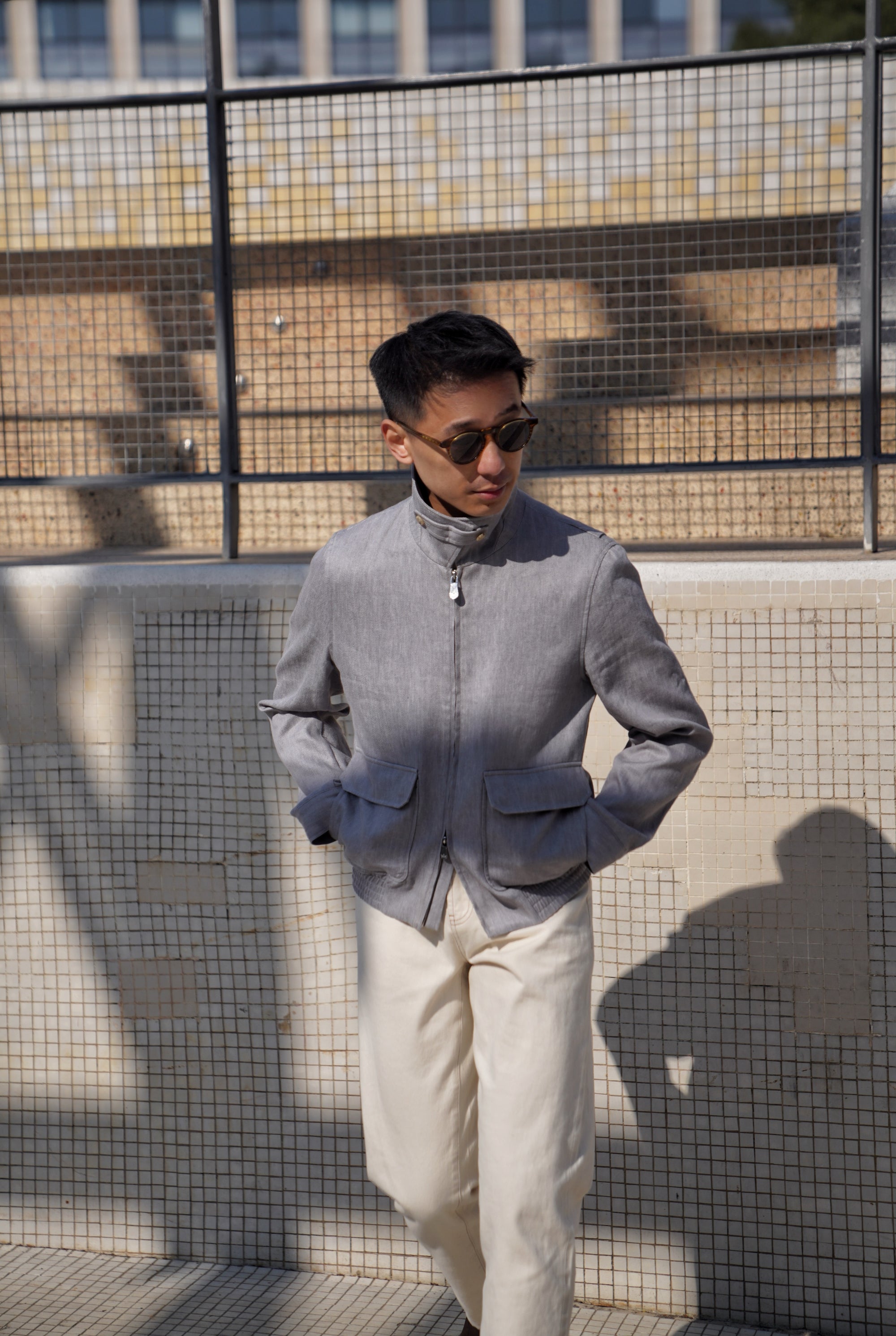 Slate Grey Cotton Linen A2 Jacket