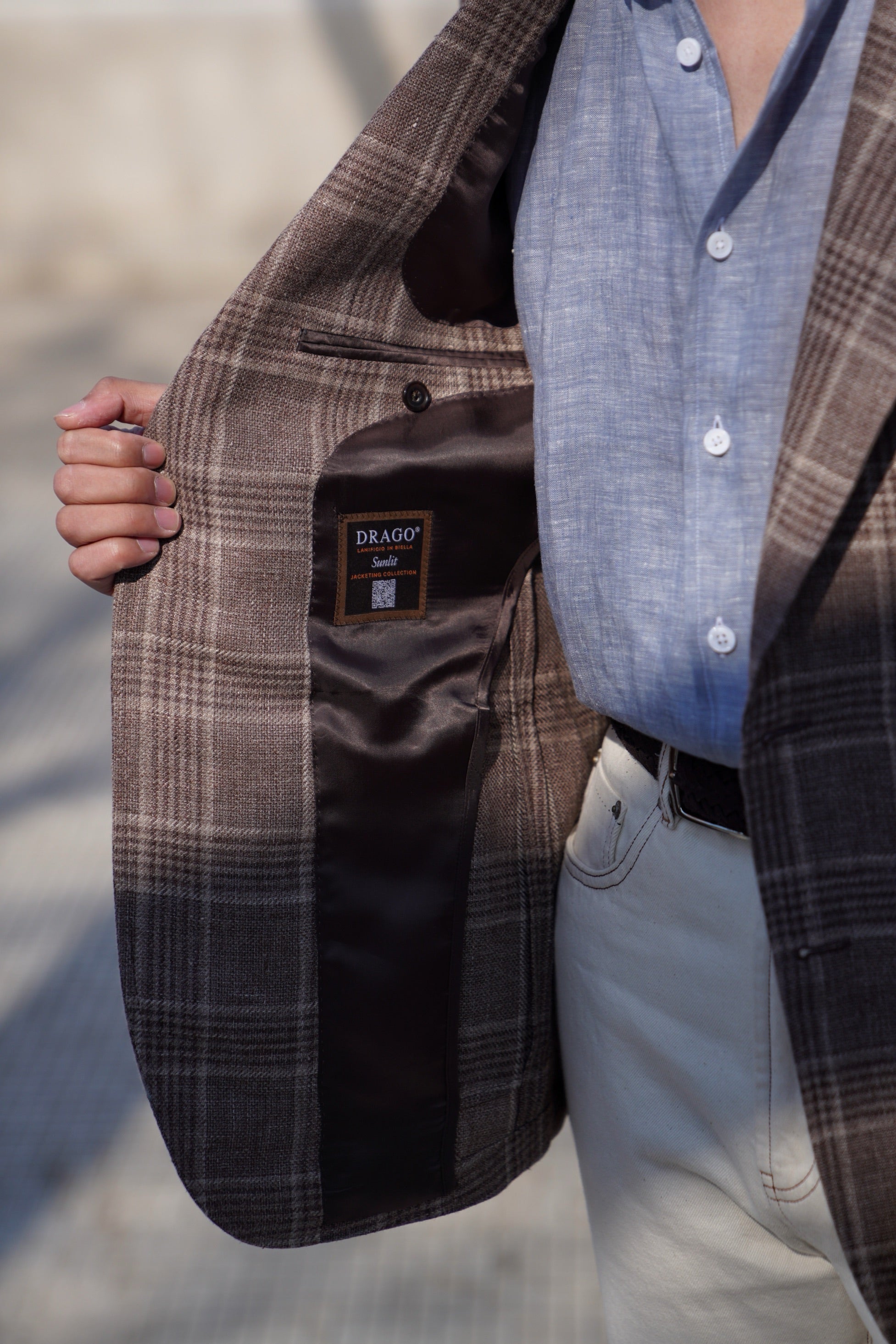 Taupe Glen Check Linen Wool Jacket #396