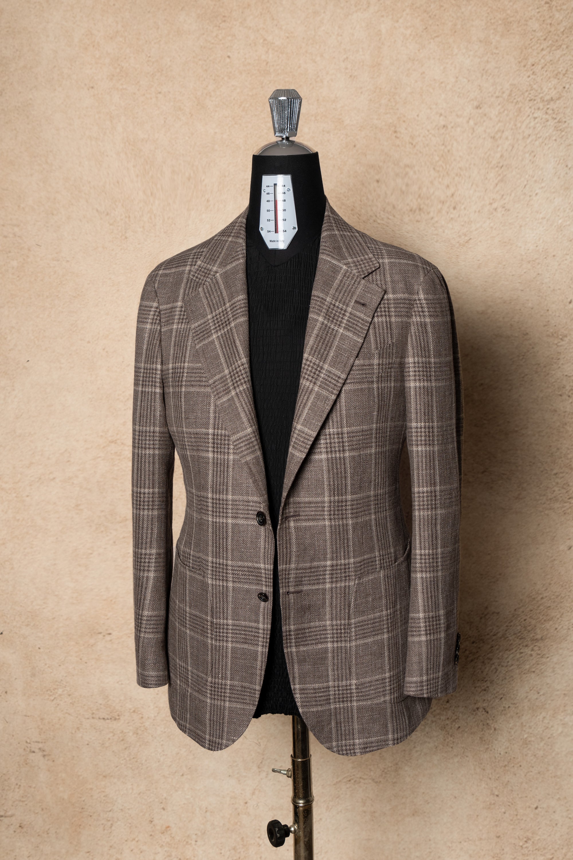 Taupe Glen Check Linen Wool Jacket #396