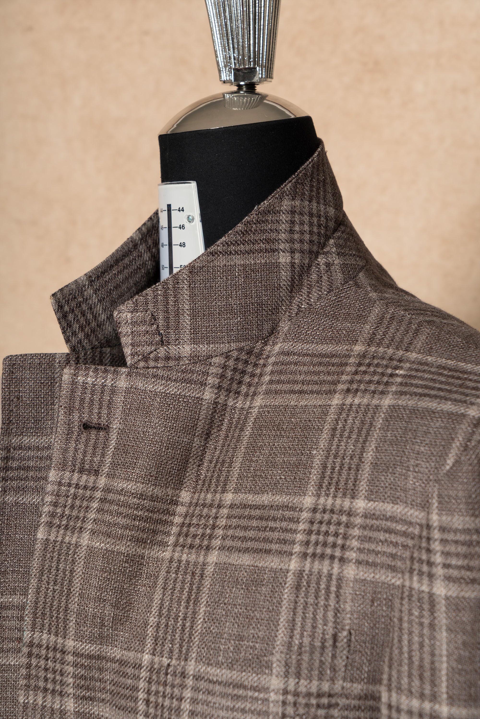 Taupe Glen Check Linen Wool Jacket #396