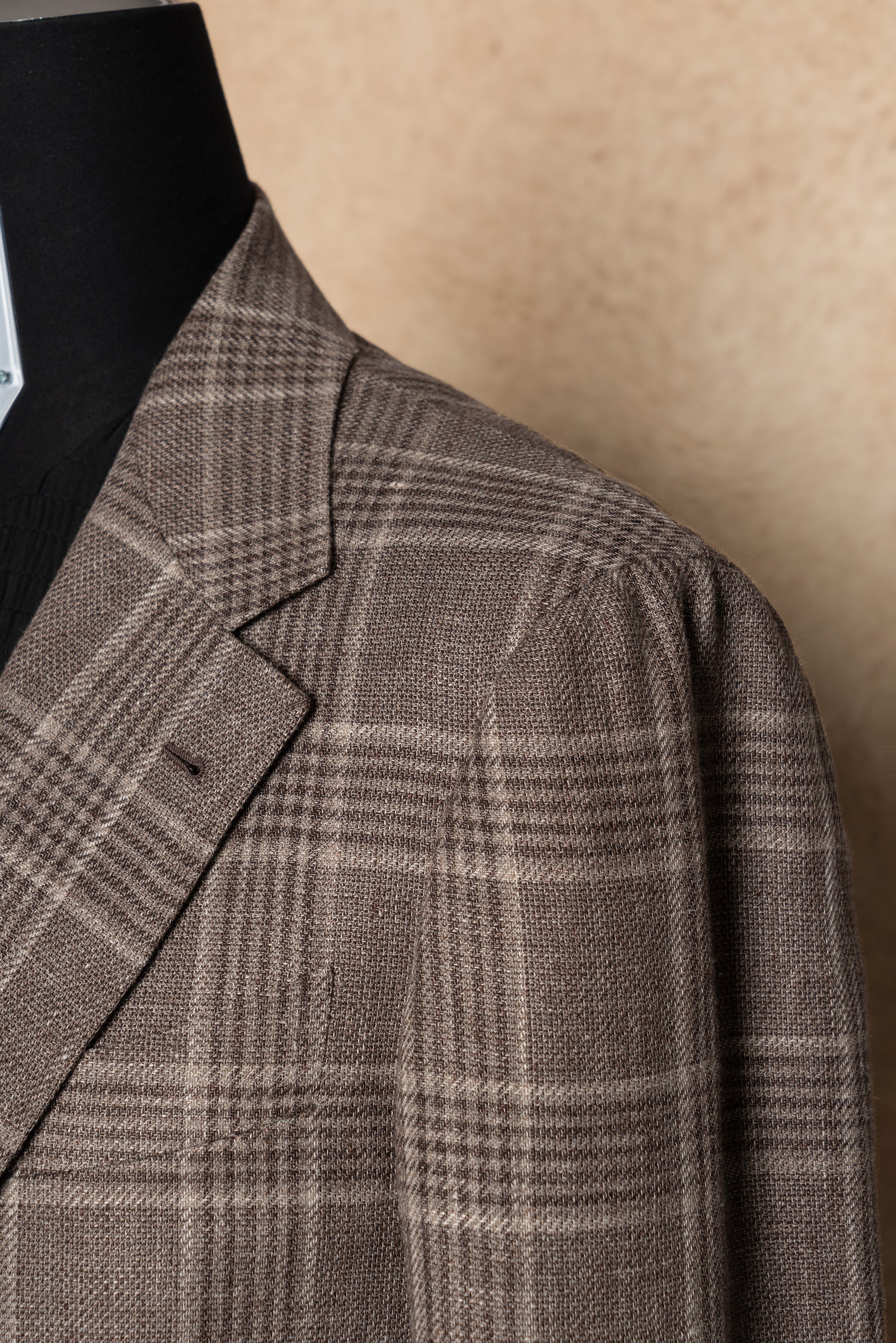 Taupe Glen Check Linen Wool Jacket #396