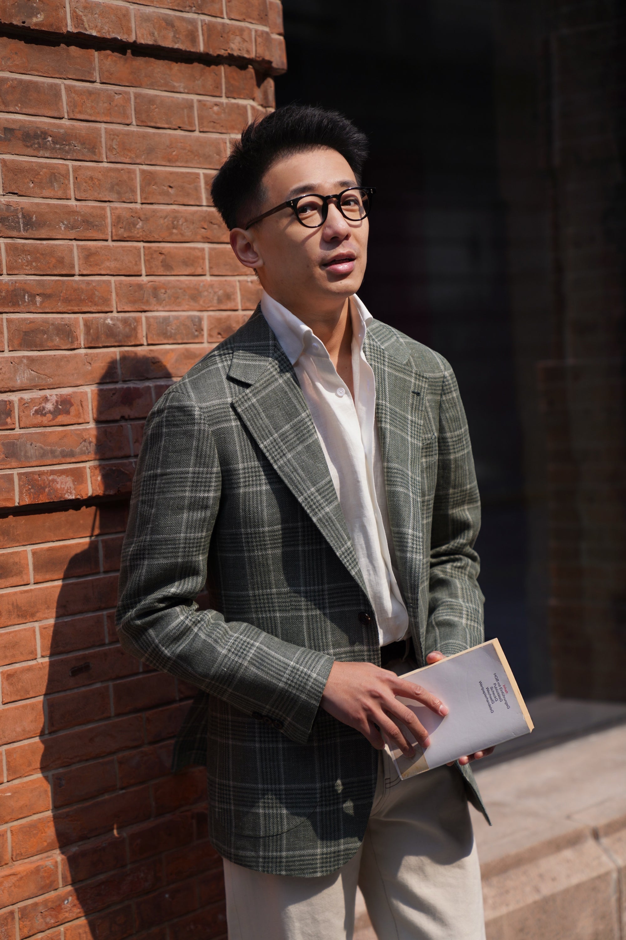 MTO Moss Glen Check Linen Wool Jacket #397