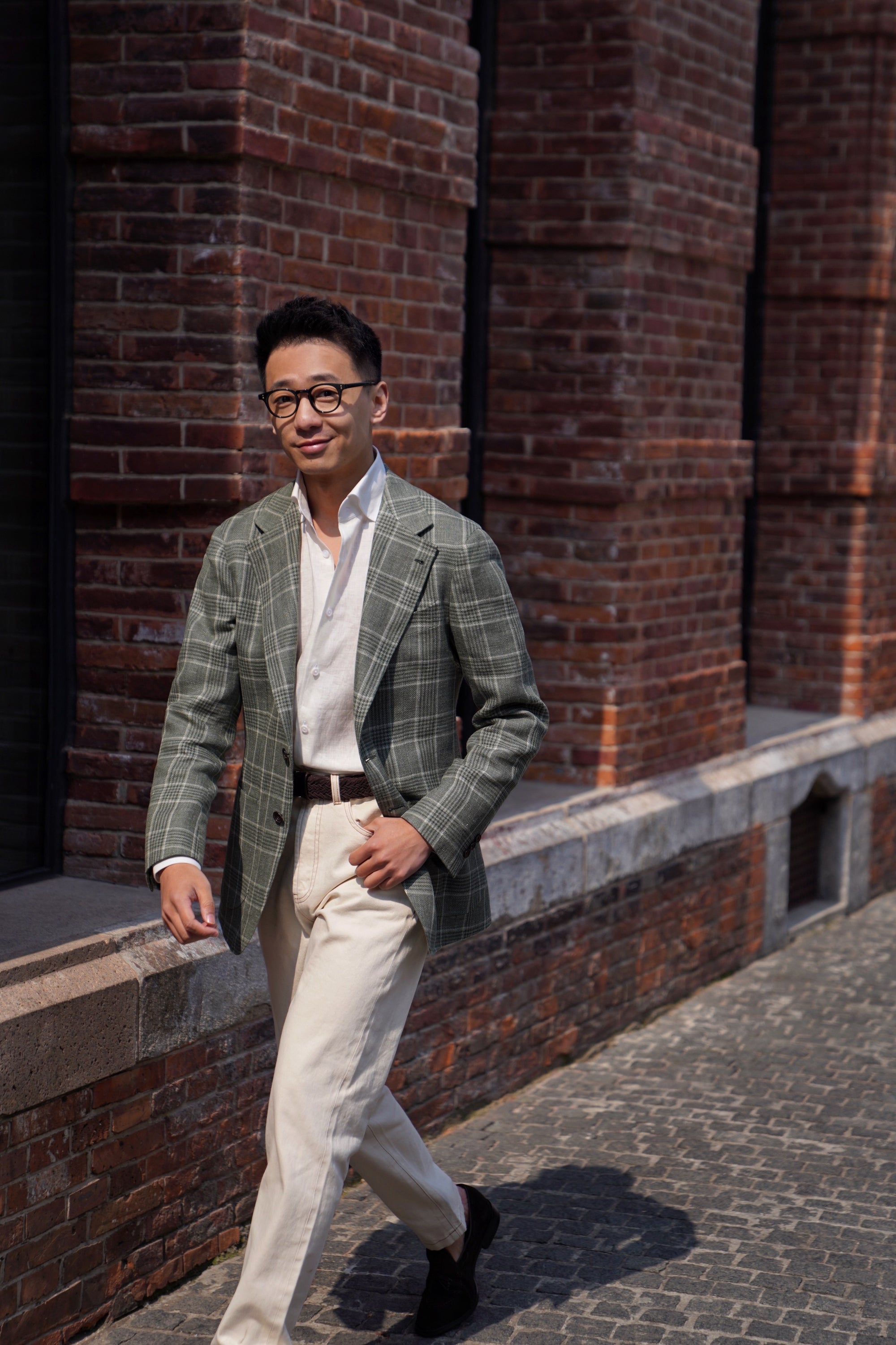 MTO Moss Glen Check Linen Wool Jacket #397