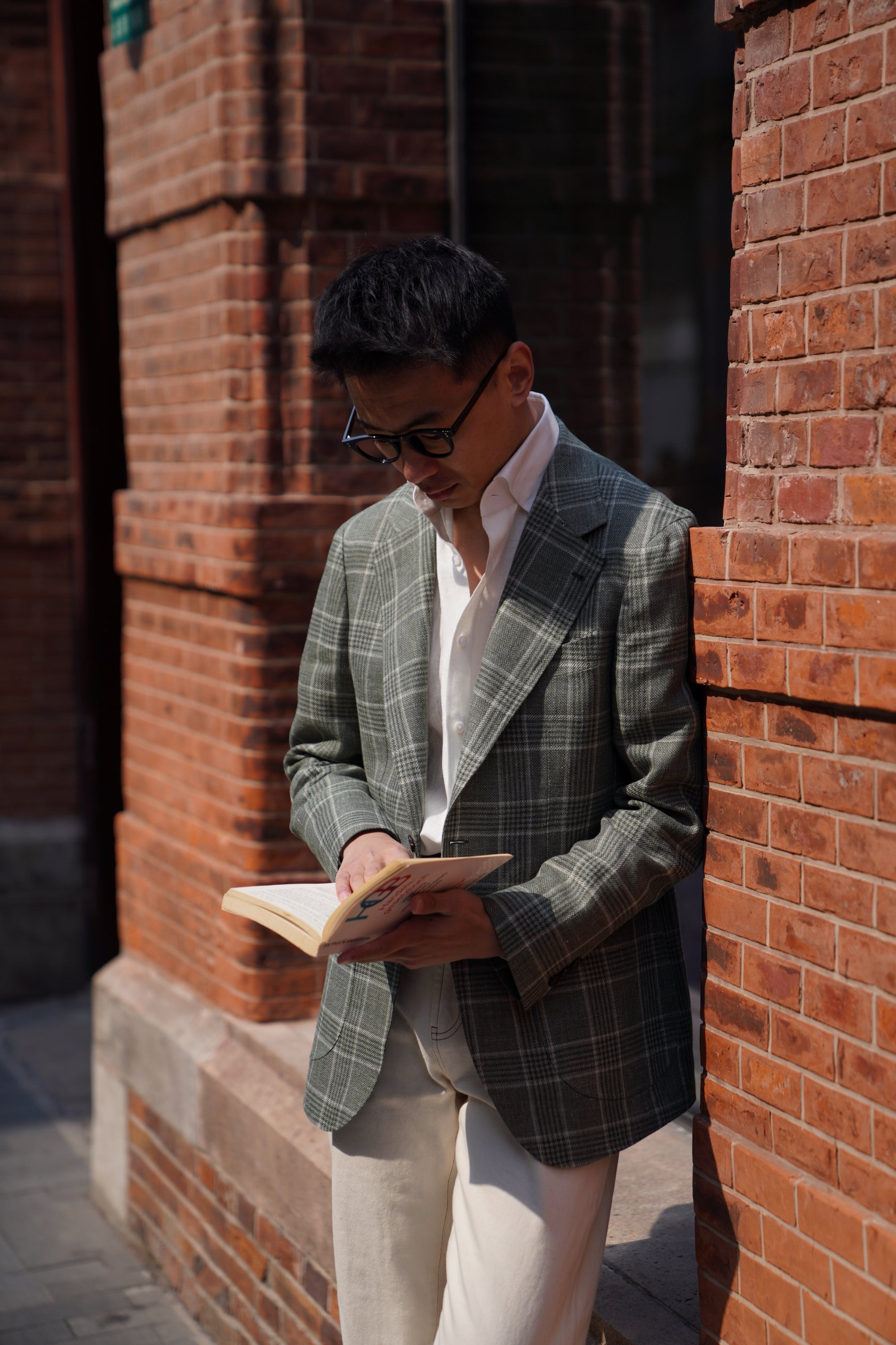 MTO Moss Glen Check Linen Wool Jacket #397