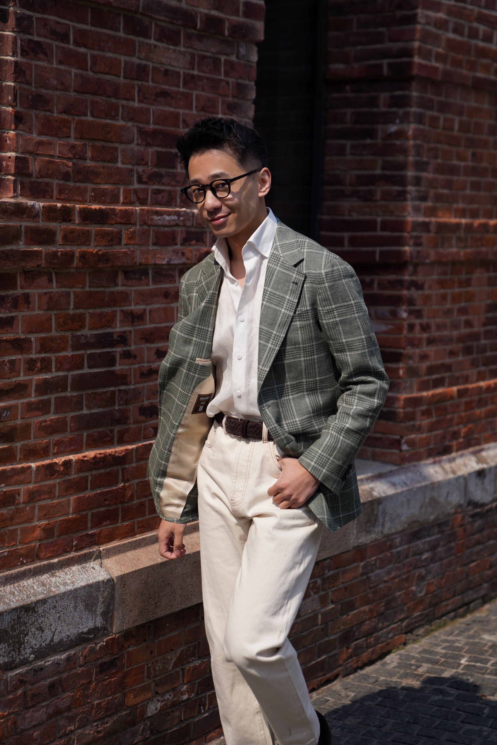 MTO Moss Glen Check Linen Wool Jacket #397