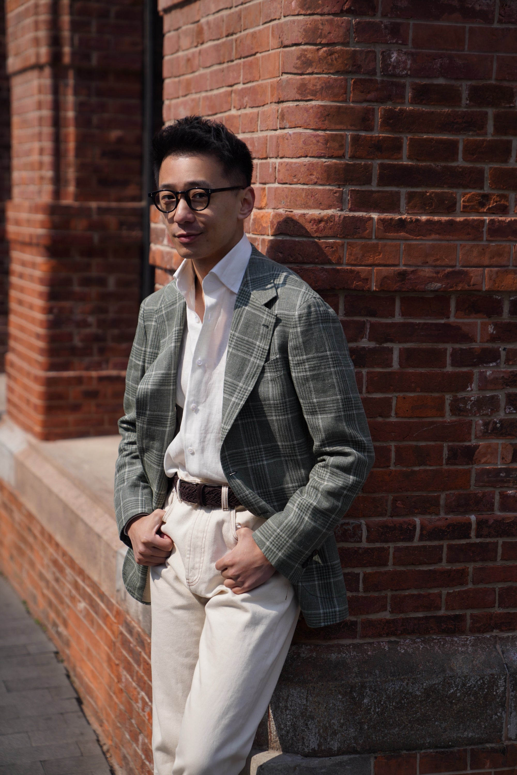 MTO Moss Glen Check Linen Wool Jacket #397
