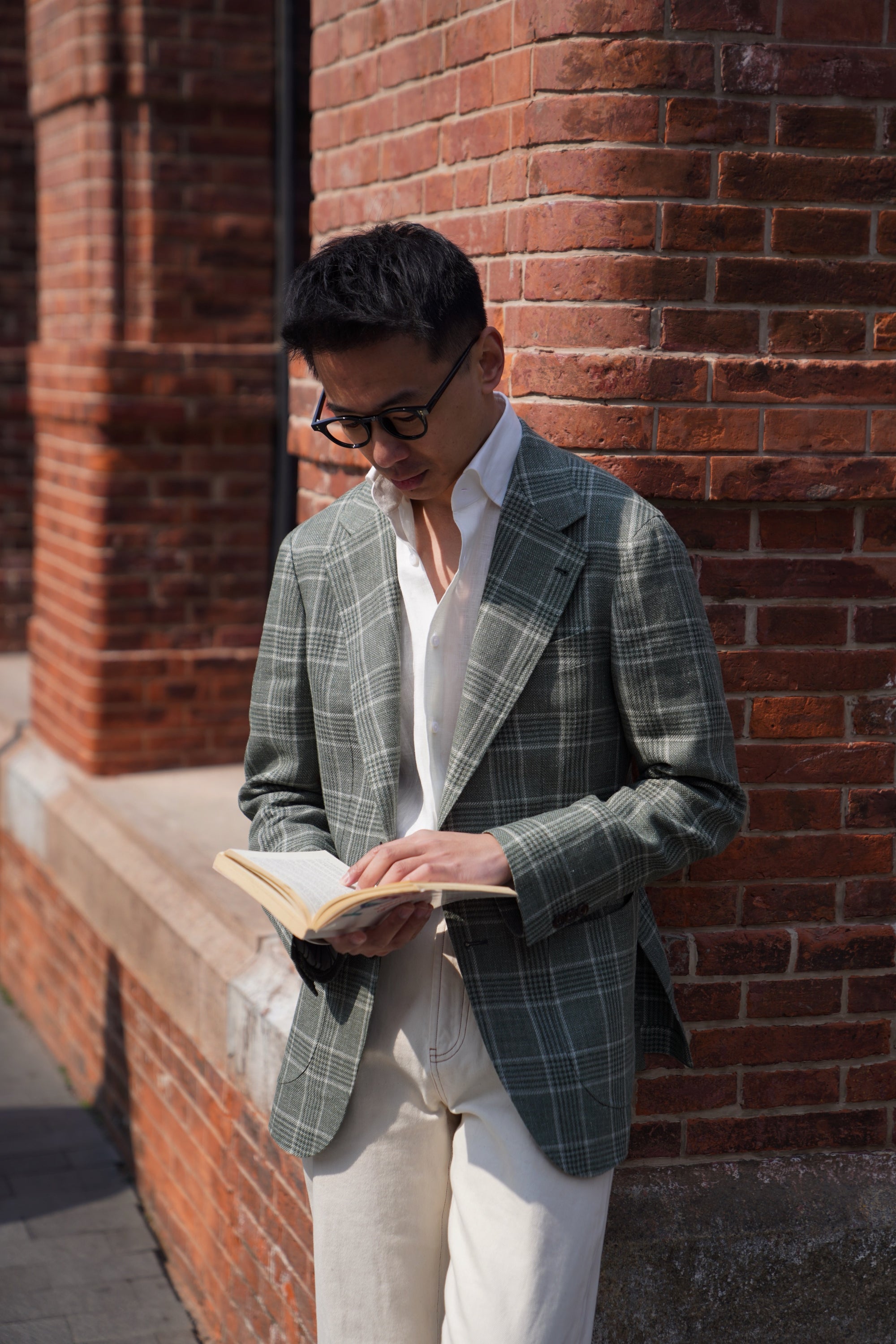 MTO Moss Glen Check Linen Wool Jacket #397