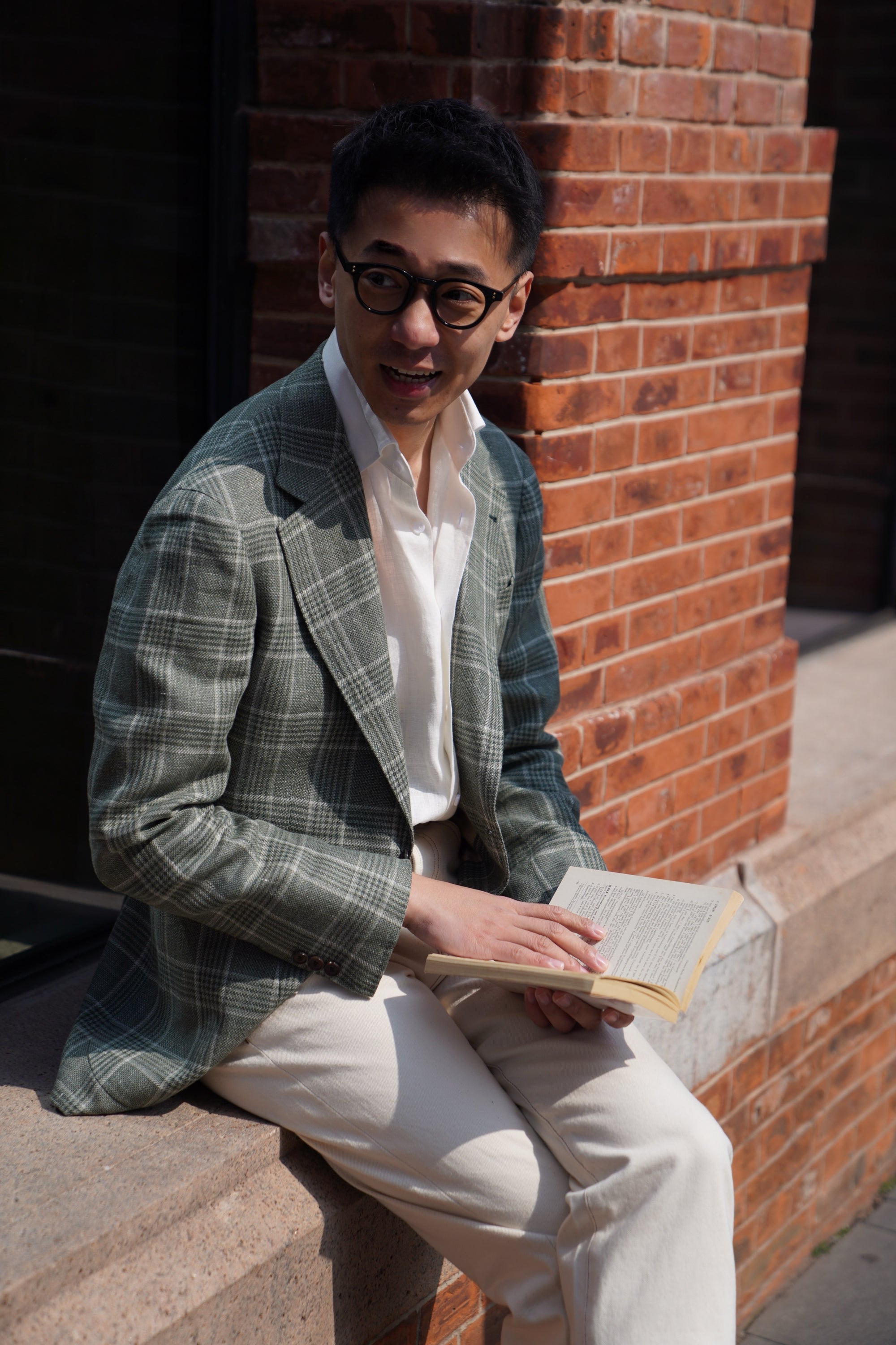 MTO Moss Glen Check Linen Wool Jacket #397
