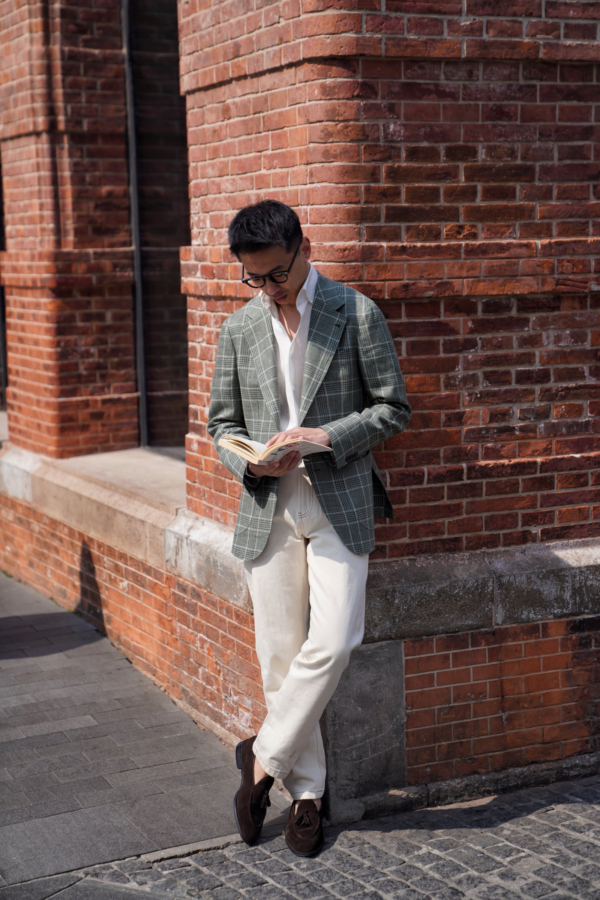 MTO Moss Glen Check Linen Wool Jacket #397