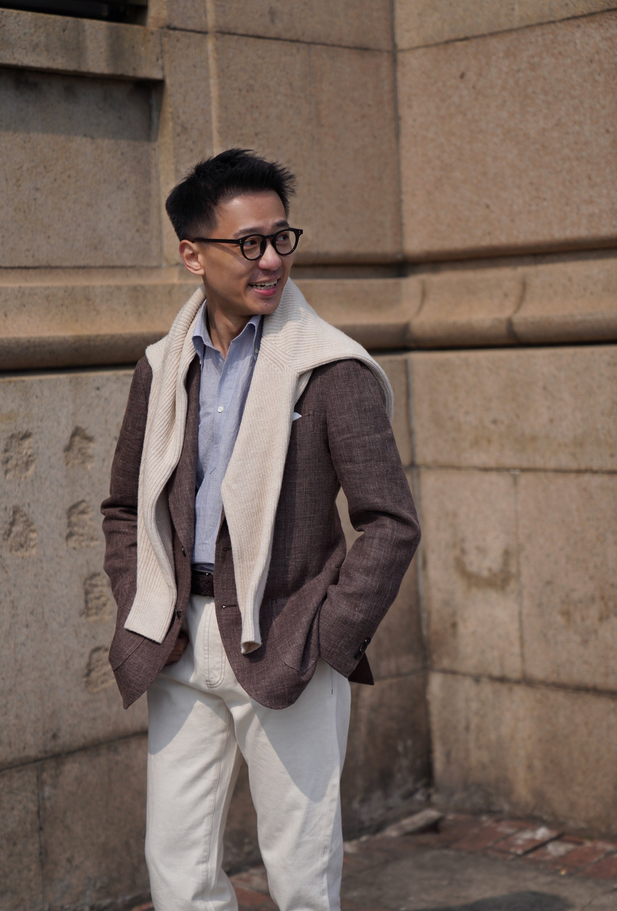Stone Brown Linen Wool Jacket #398
