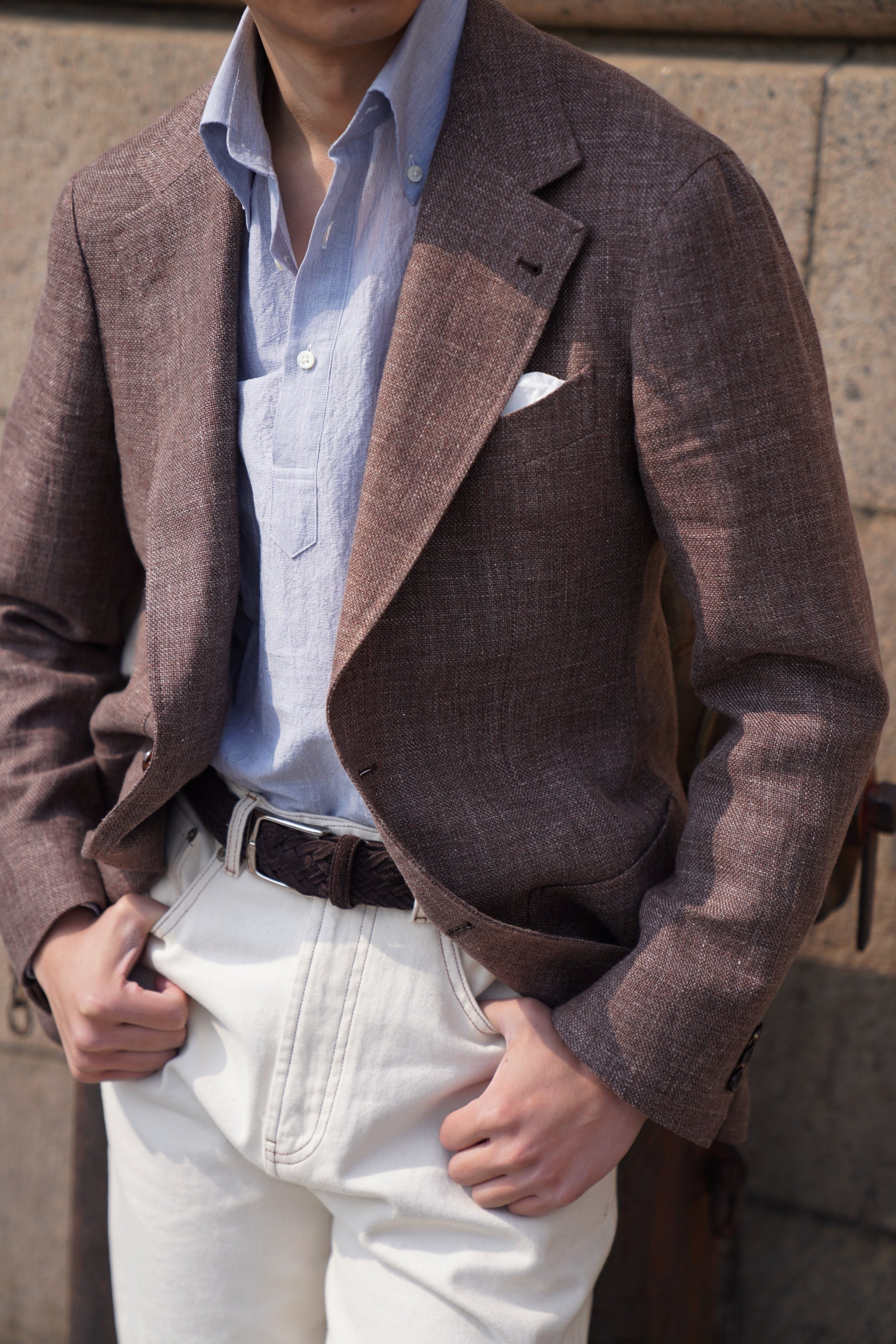 Stone Brown Linen Wool Jacket #398