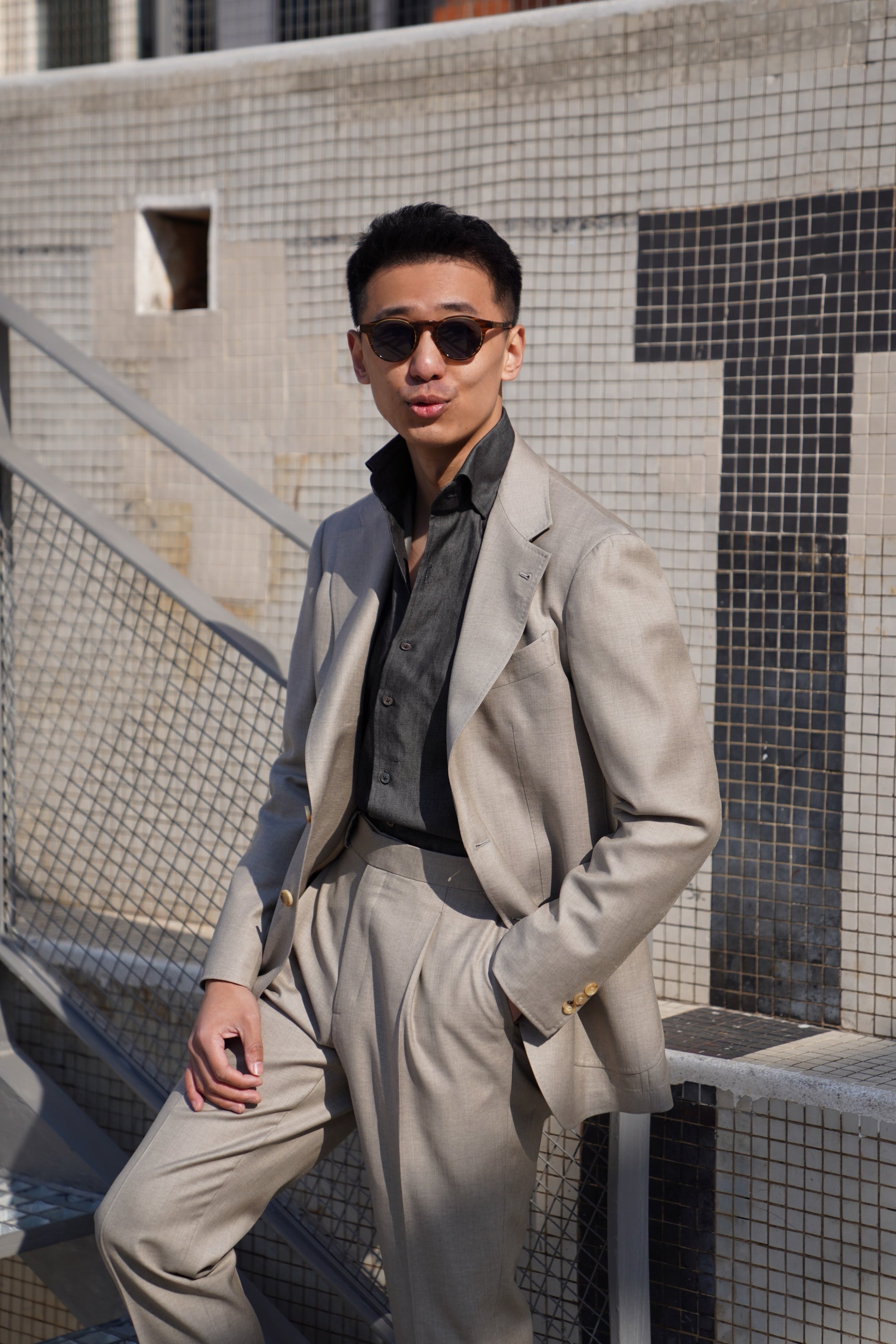 MTO Taupe Twill 120s Wool Suit #386