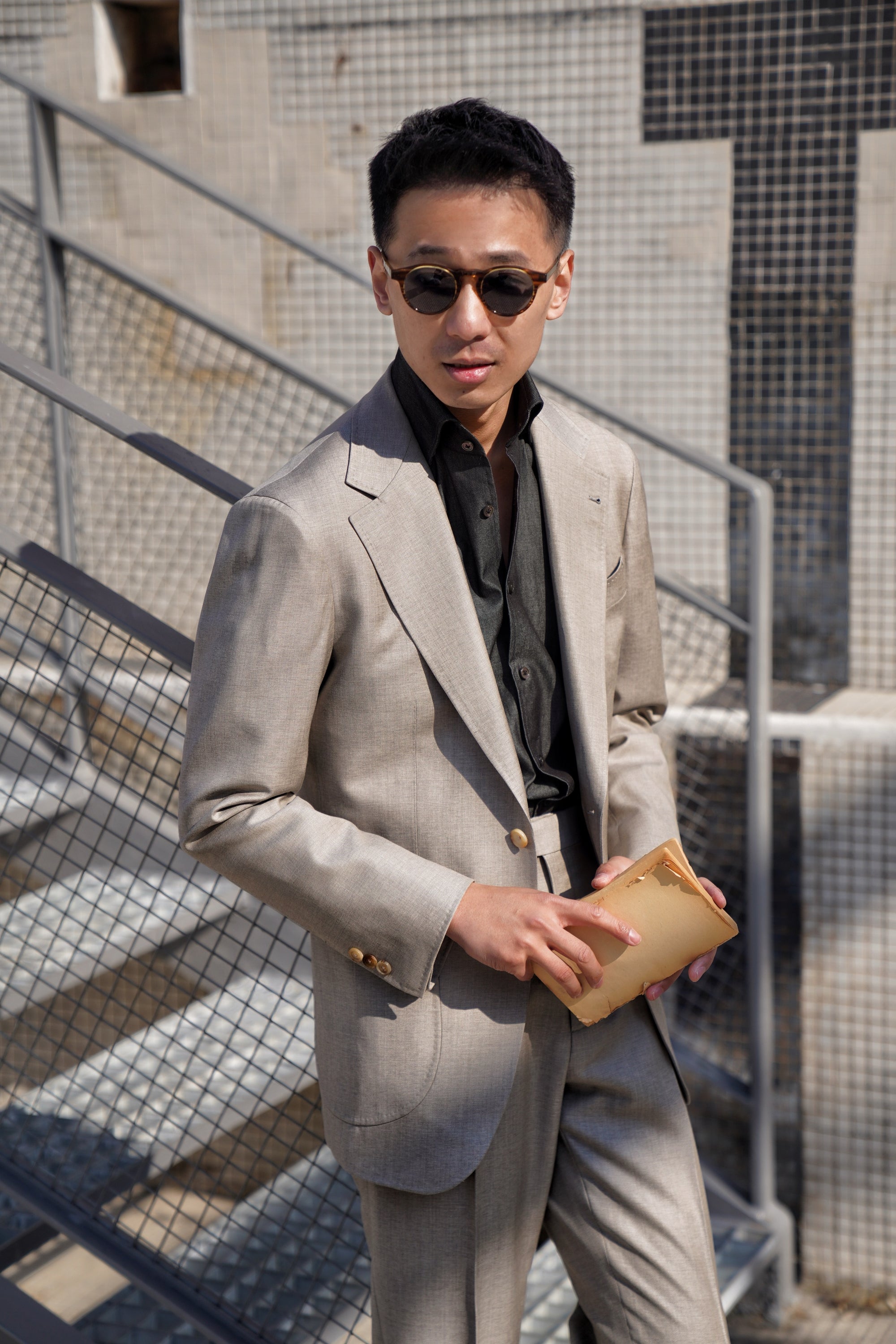 MTO Taupe Twill 120s Wool Suit #386