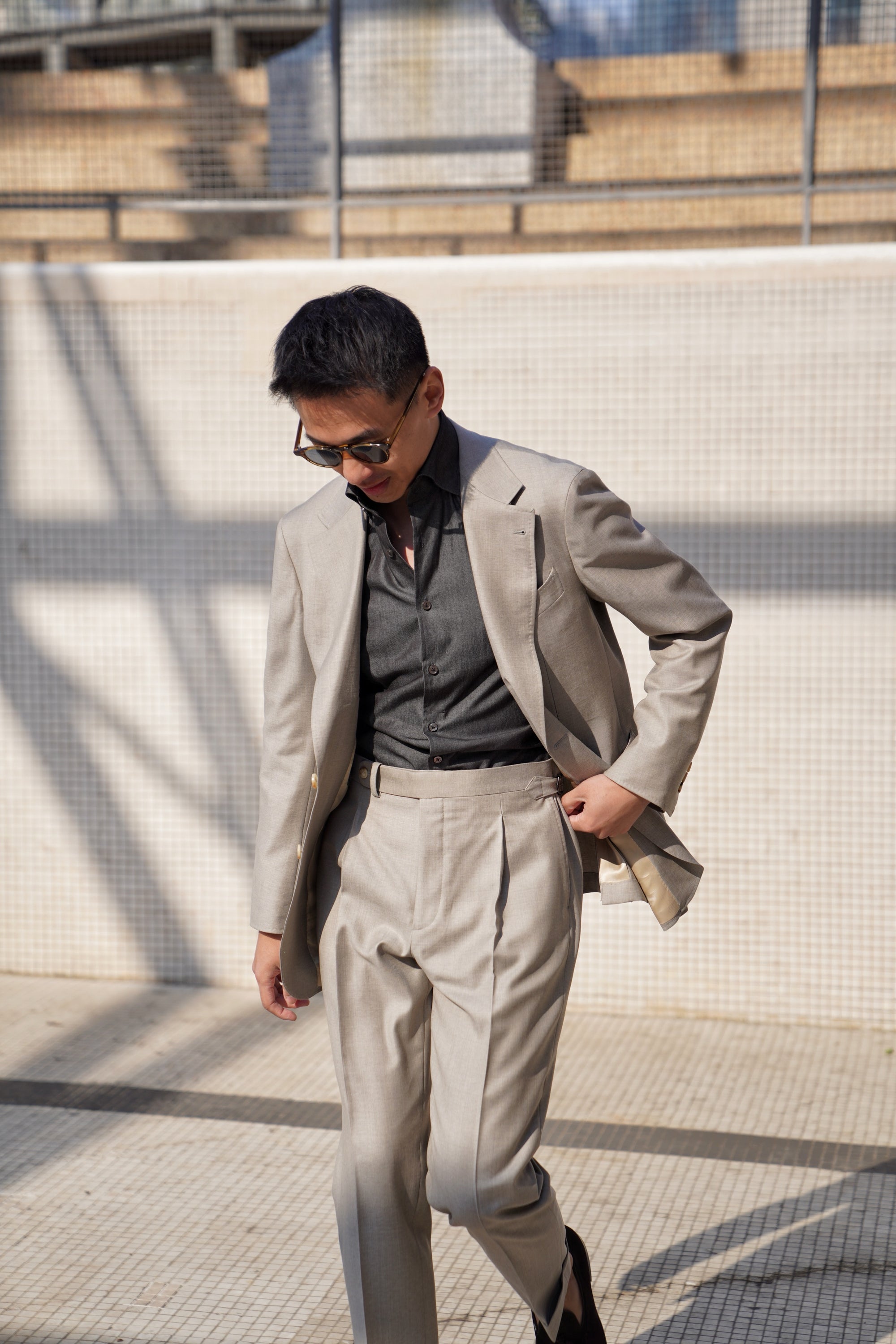 MTO Taupe Twill 120s Wool Suit #386
