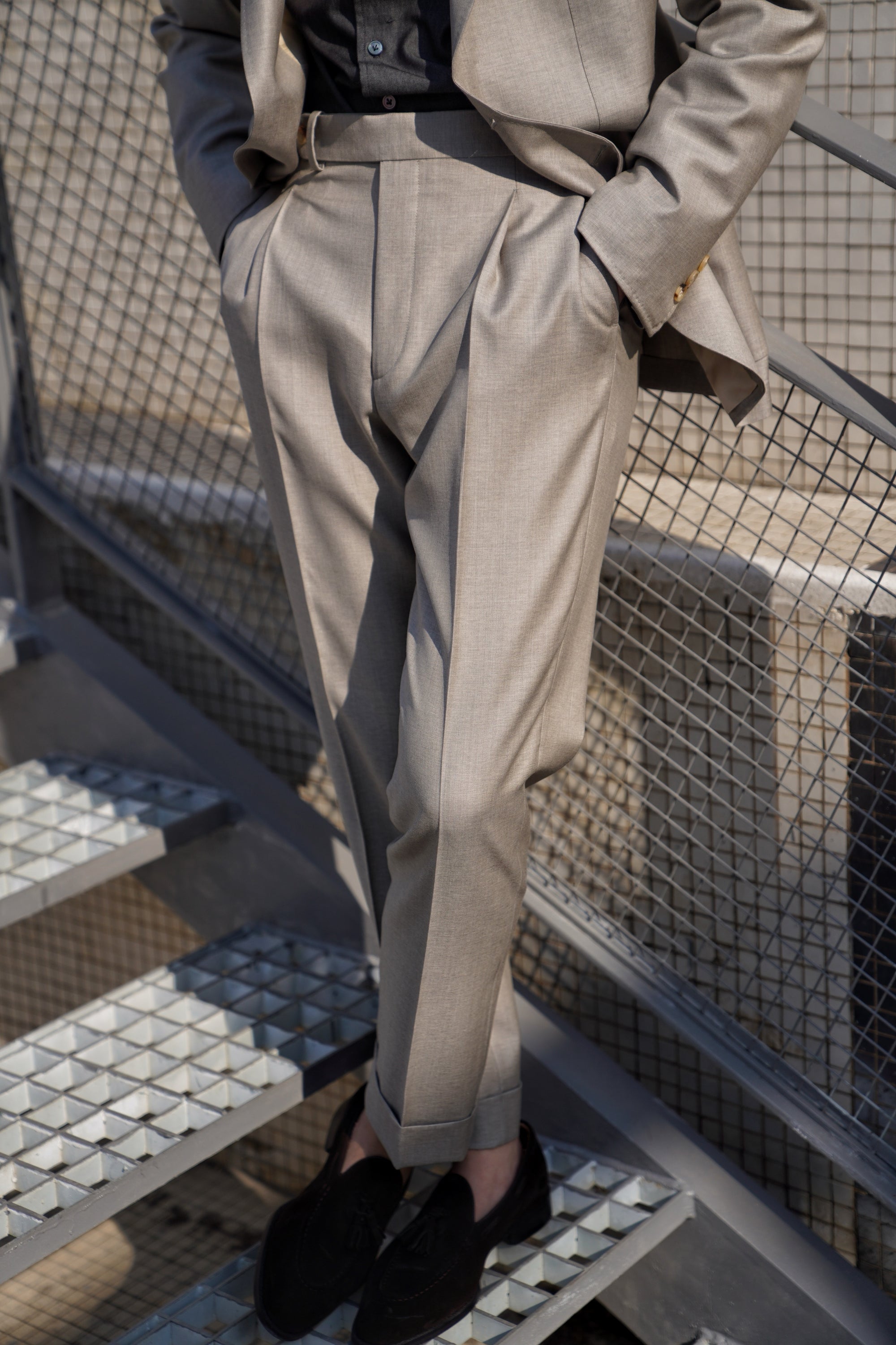 MTO Taupe Twill 120s Wool Suit #386