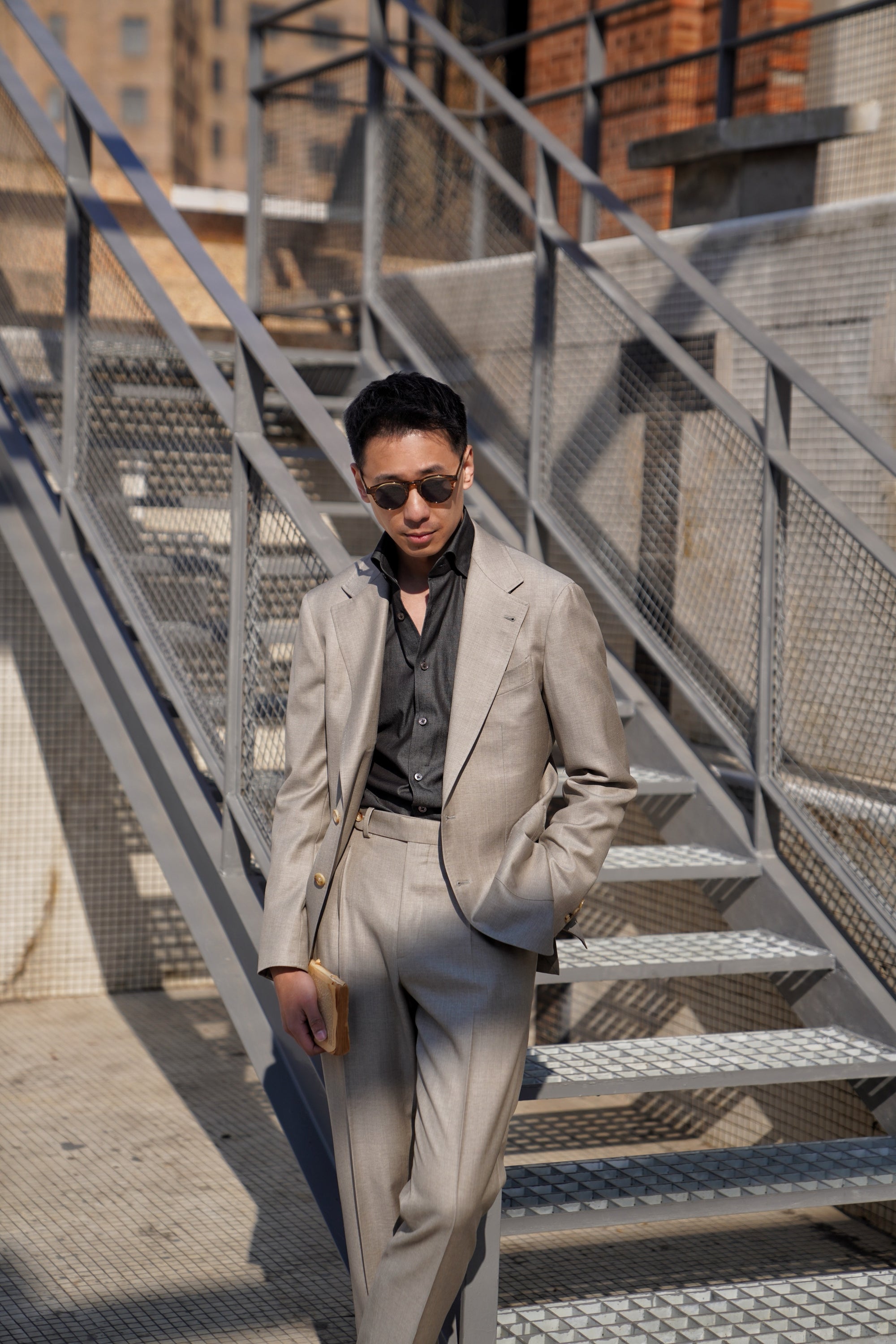 MTO Taupe Twill 120s Wool Suit #386