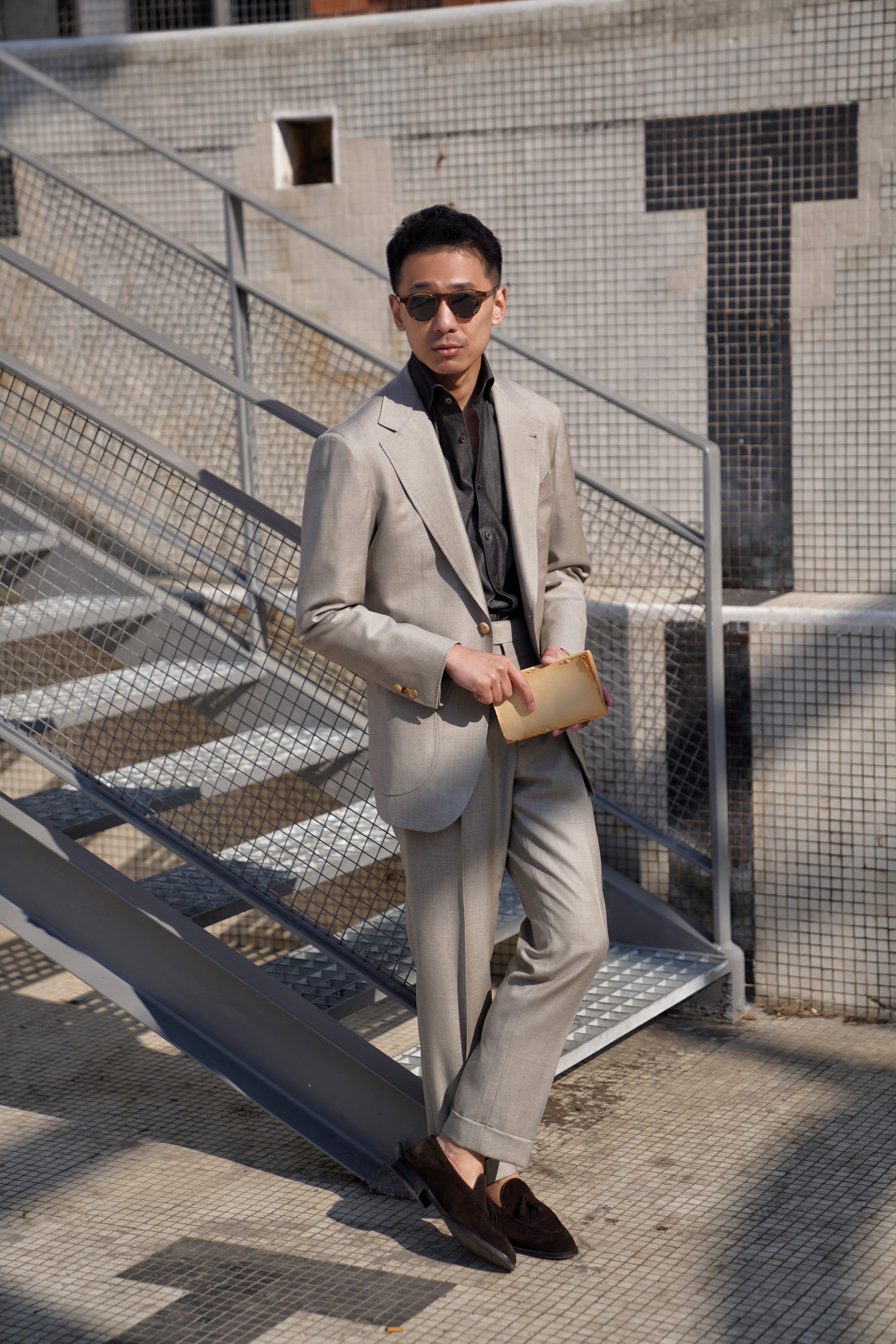 MTO Taupe Twill 120s Wool Suit #386