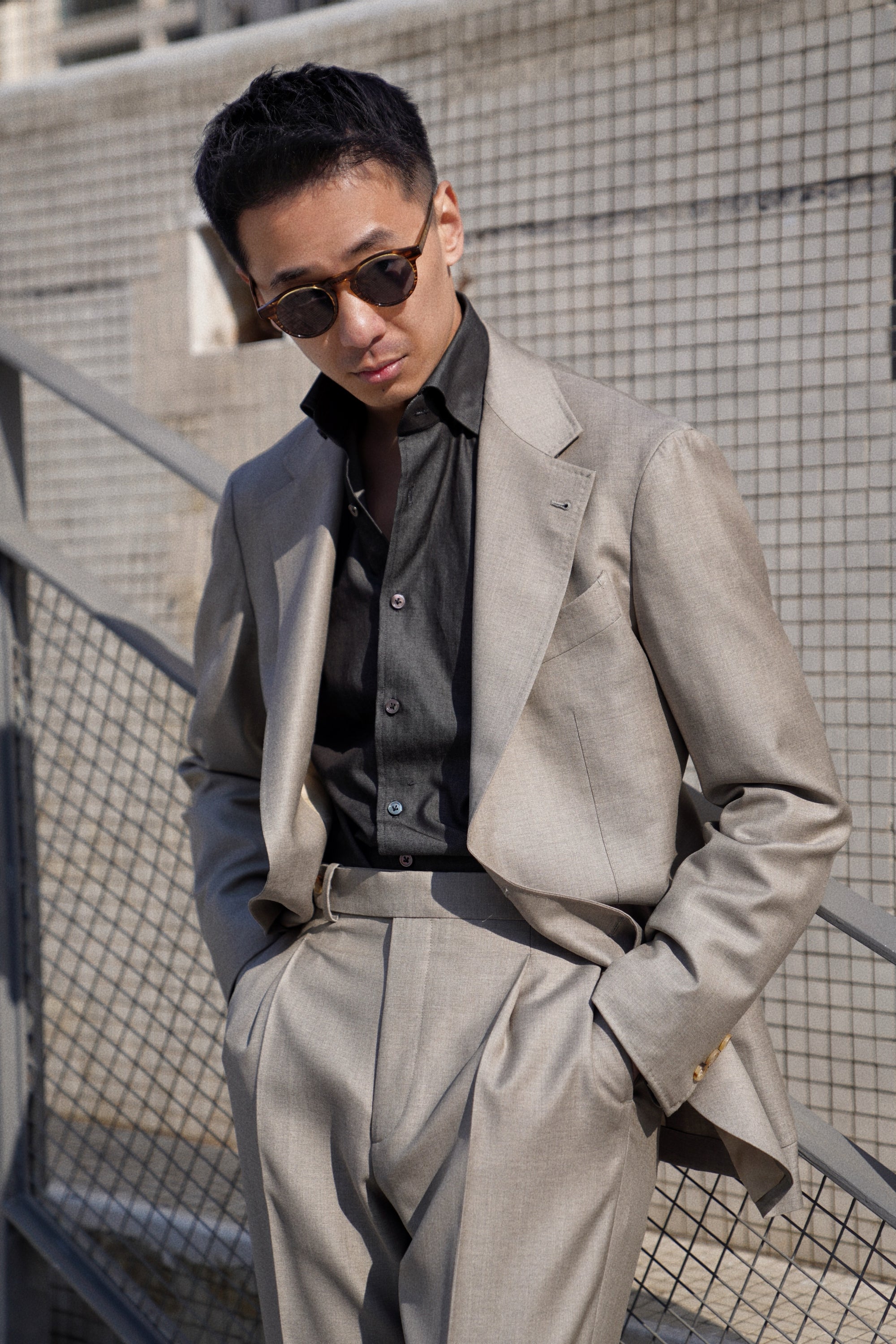 MTO Taupe Twill 120s Wool Suit #386