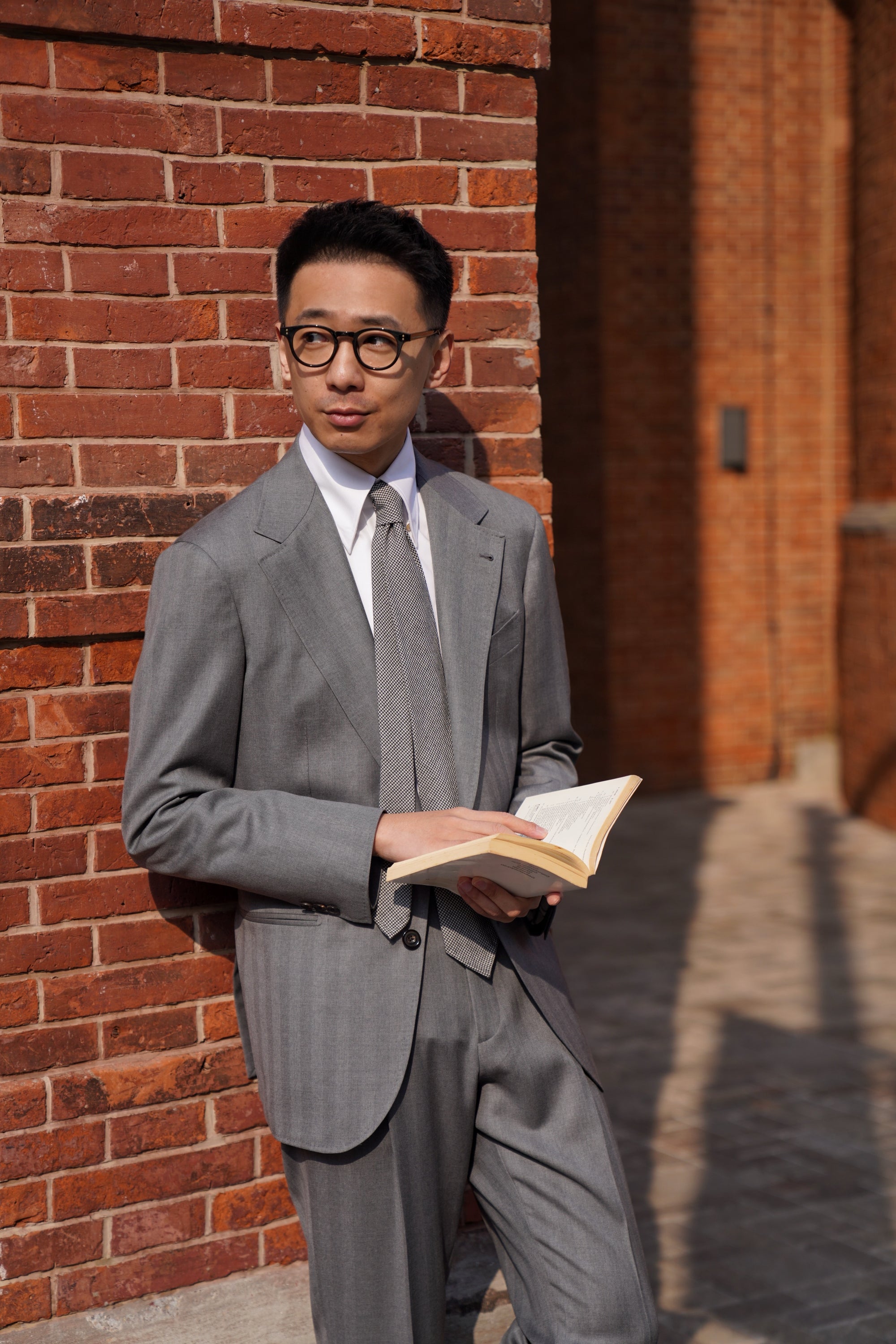 MTO Grey Herringbone 120s Wool Suit #384