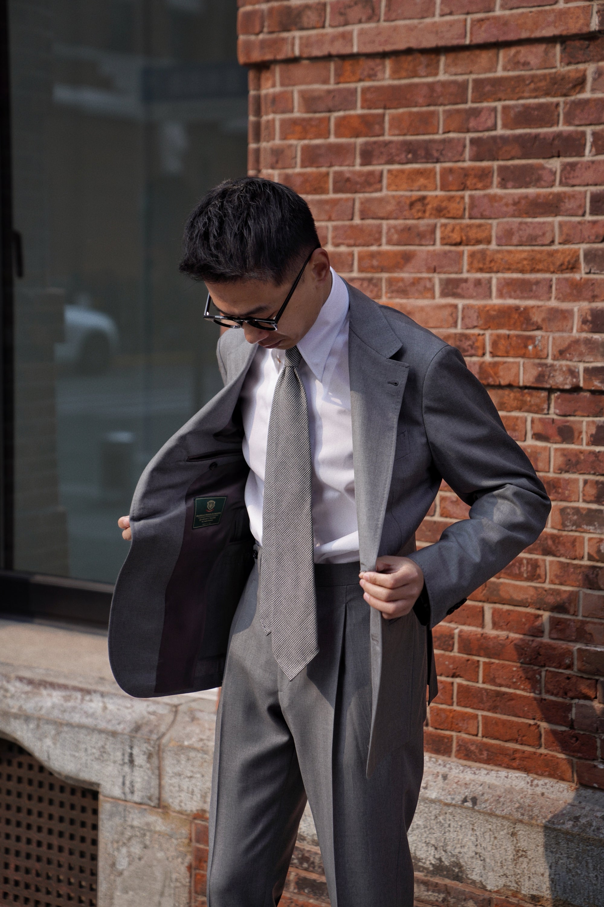 MTO Grey Herringbone 120s Wool Suit #384