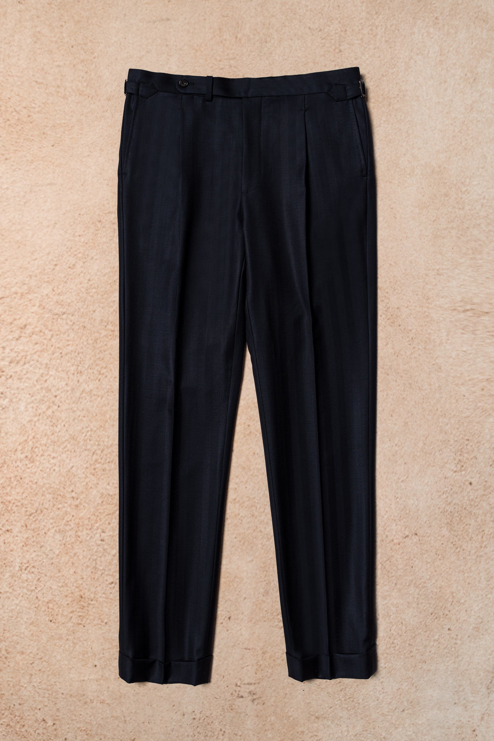 Navy Herringbone 120s Wool Suit #385