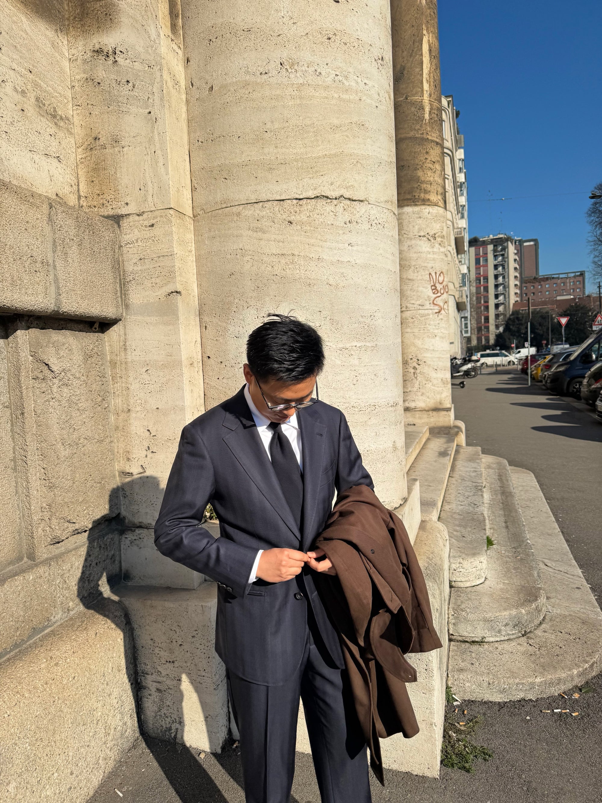 Navy Herringbone 120s Wool Suit #385