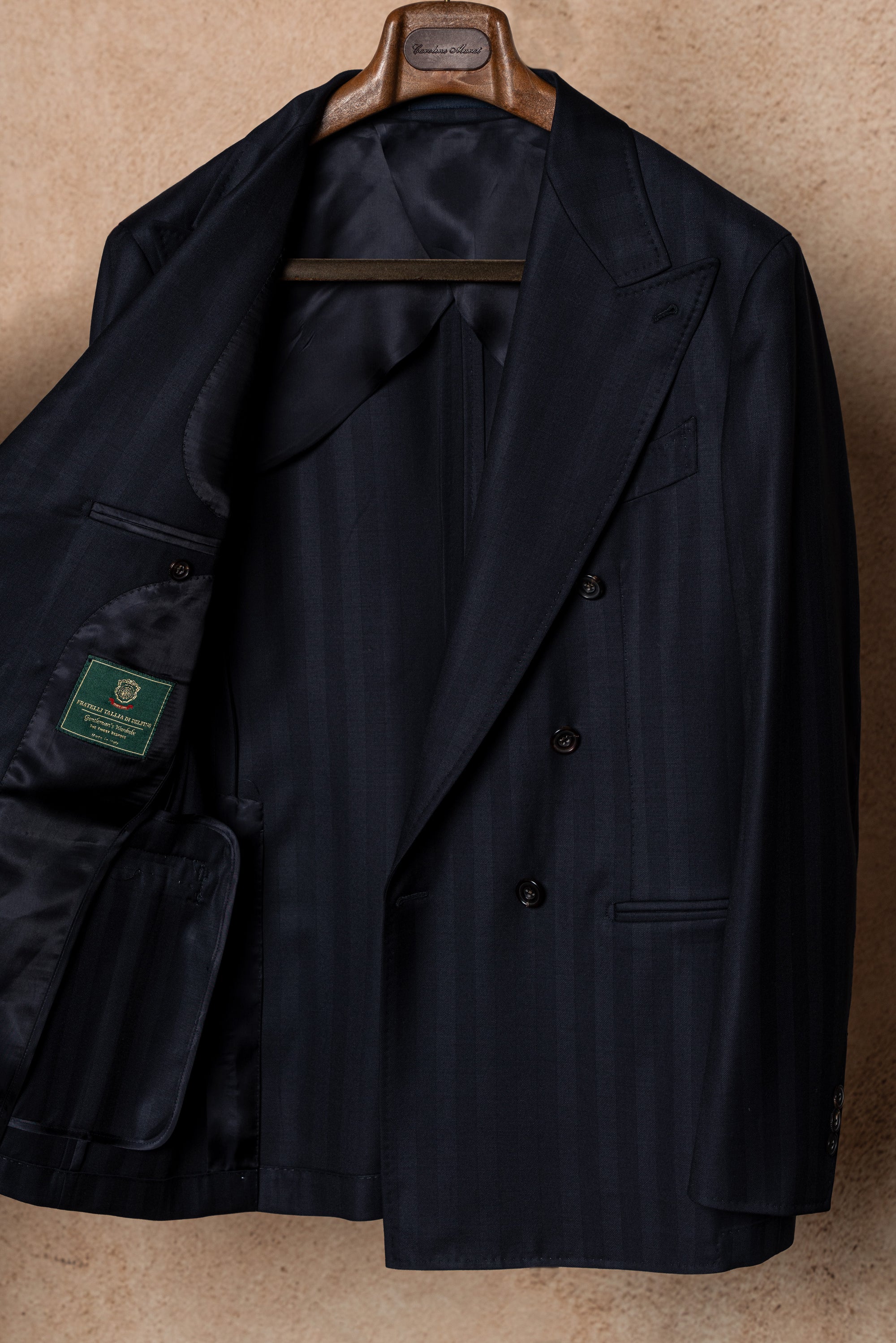 Navy Herringbone 120s Wool Suit #385