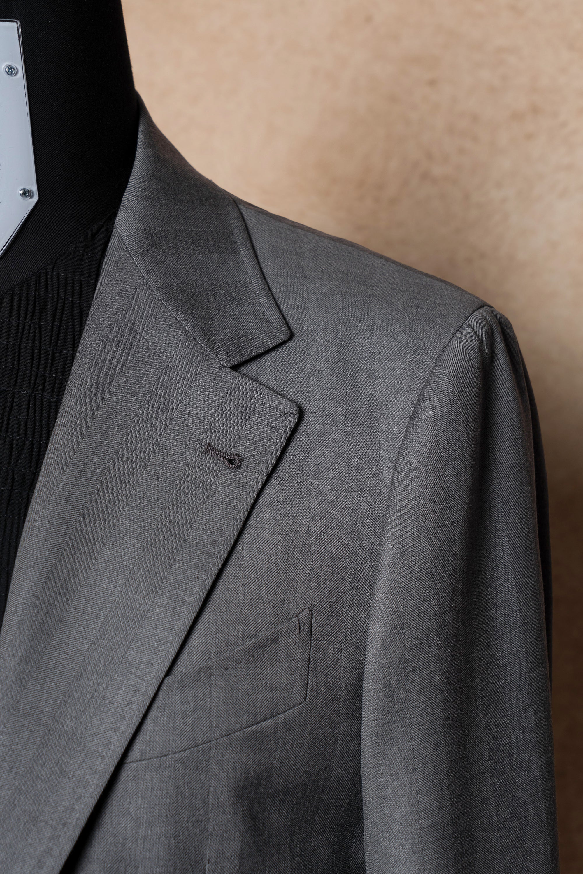 MTO Grey Herringbone 120s Wool Suit #384