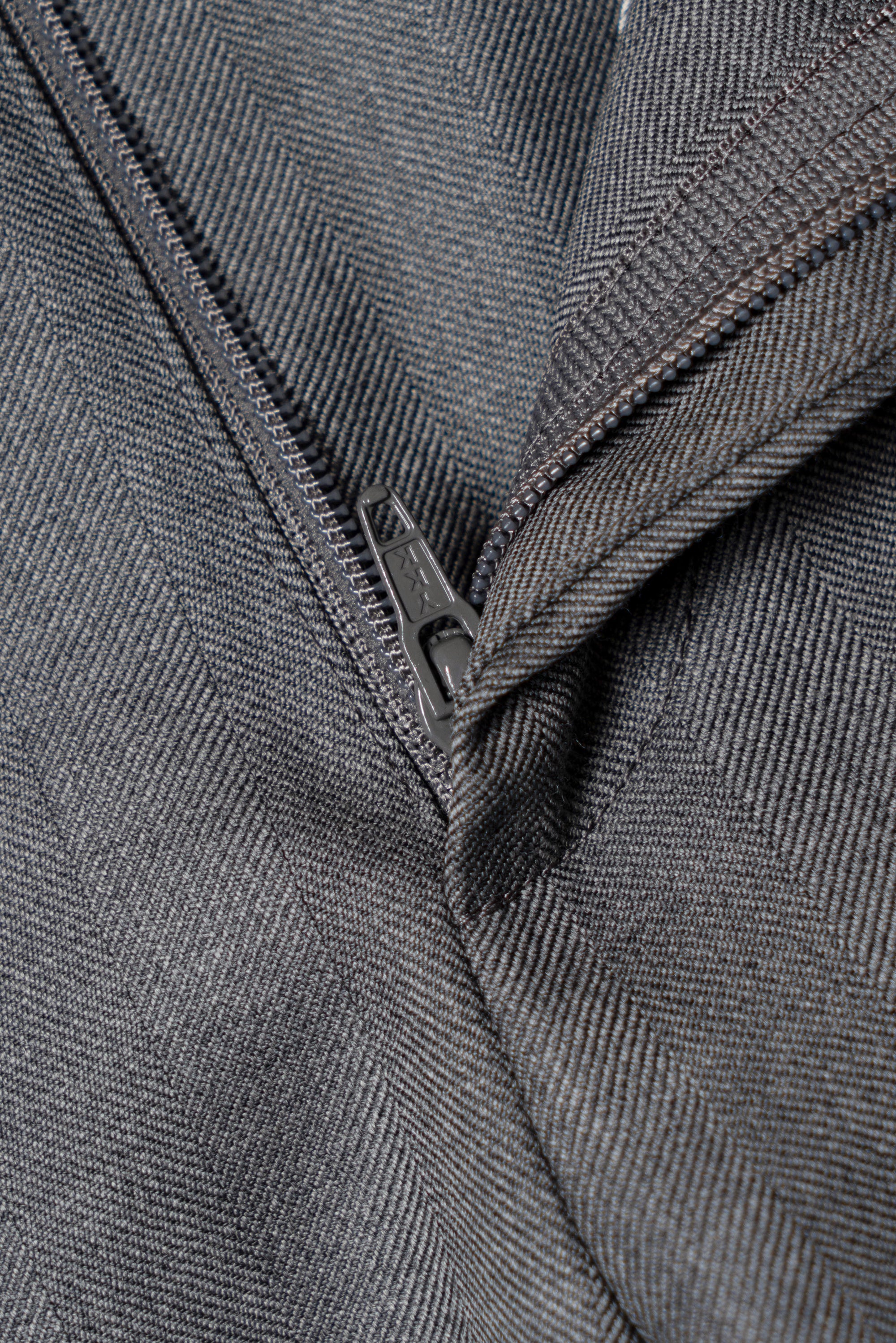 MTO Grey Herringbone 120s Wool Suit #384