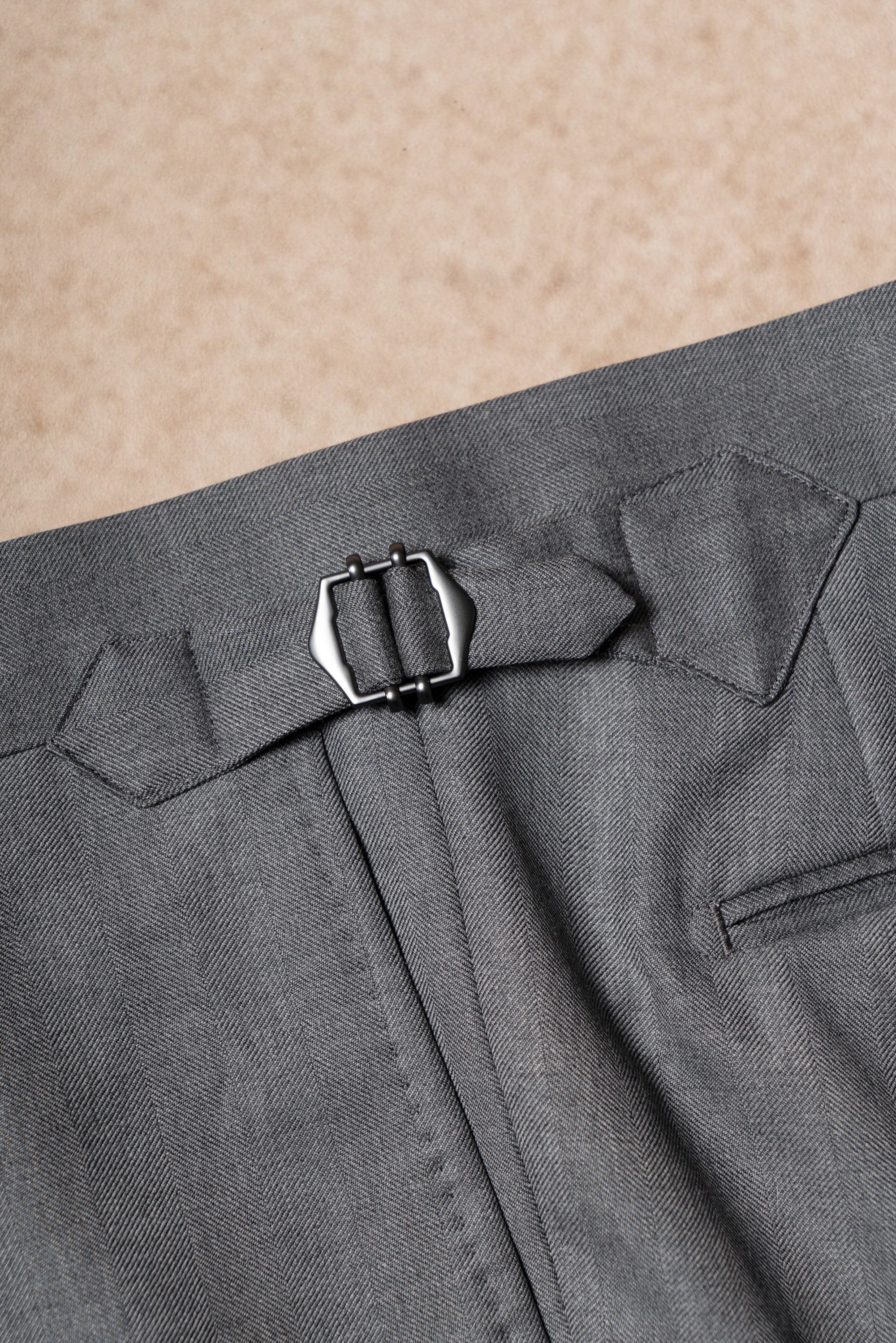 MTO Grey Herringbone 120s Wool Suit #384