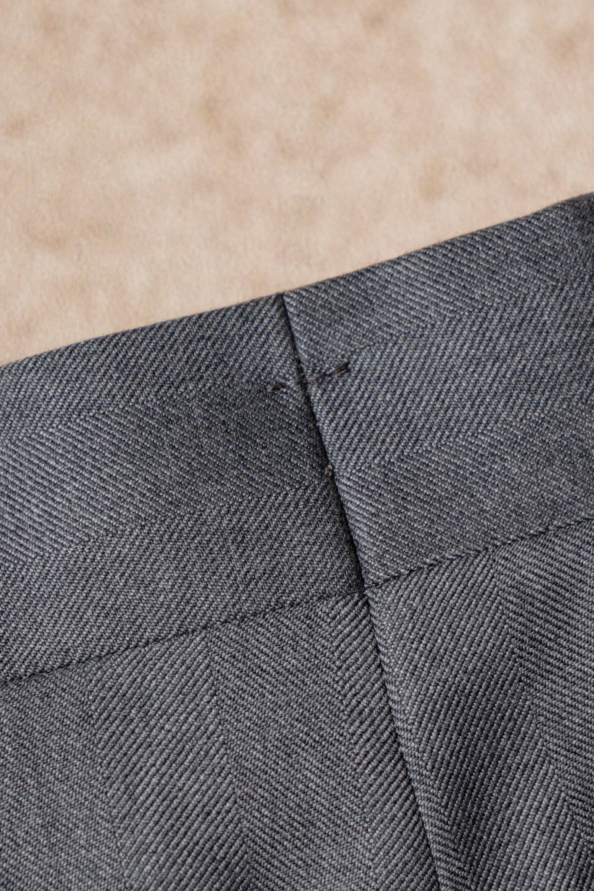MTO Grey Herringbone 120s Wool Suit #384