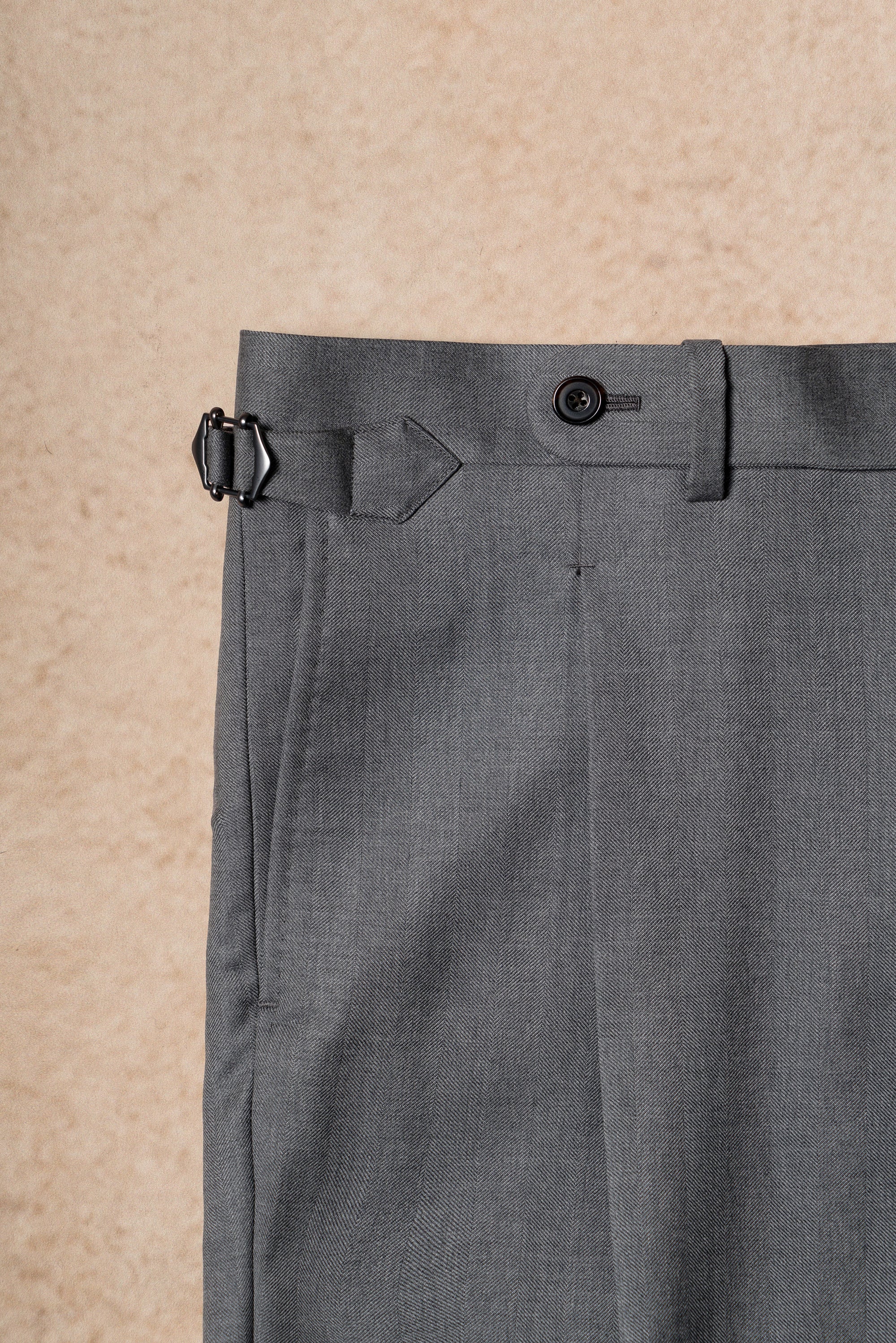 MTO Grey Herringbone 120s Wool Suit #384