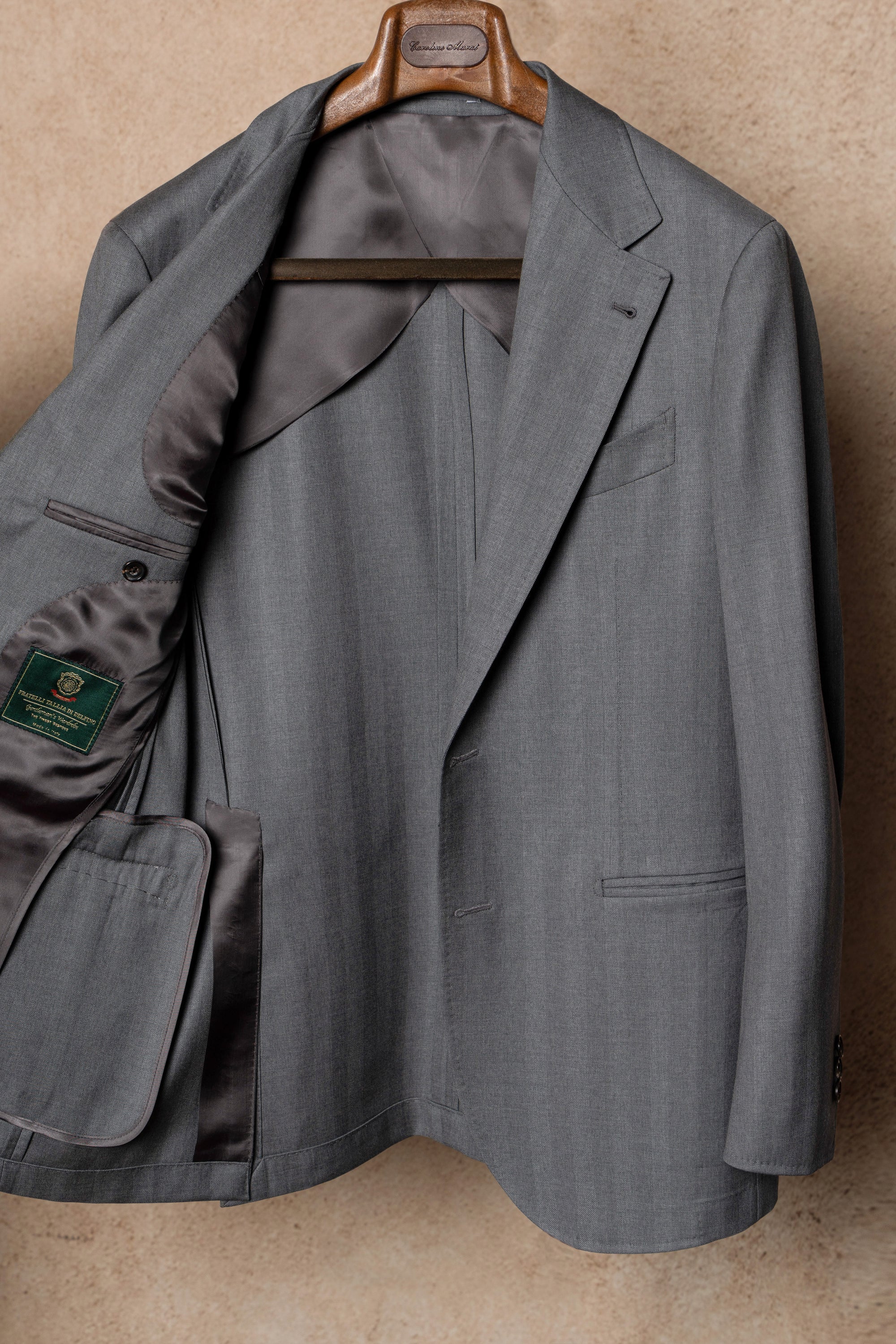 MTO Grey Herringbone 120s Wool Suit #384