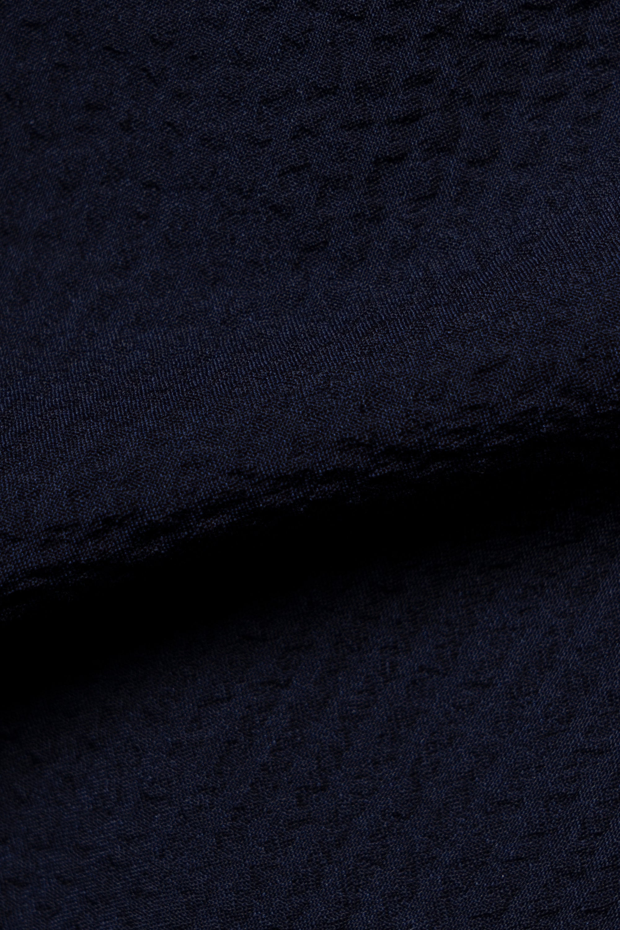 MTO Navy Wool Silk Seersucker Jacket