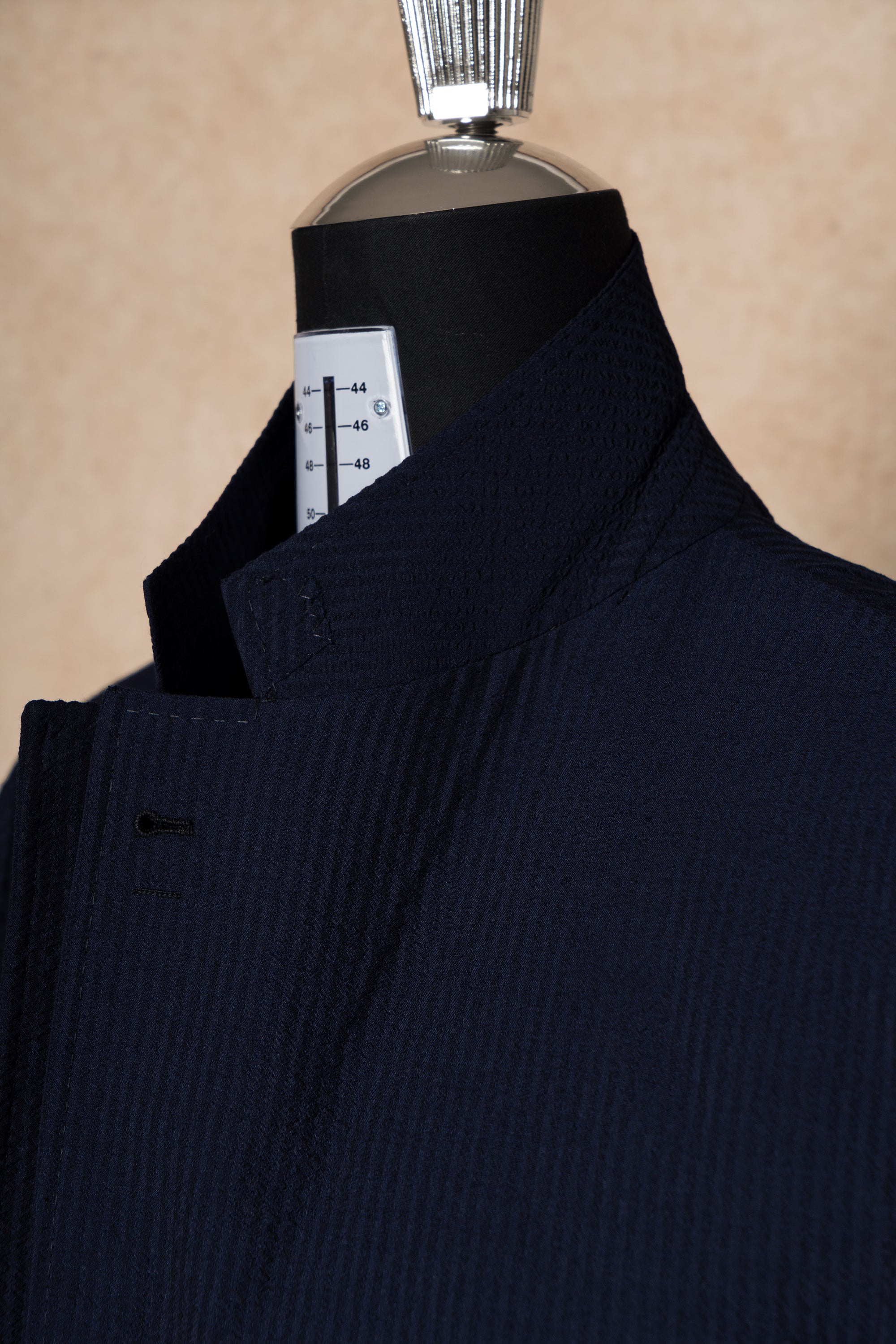 MTO Navy Wool Silk Seersucker Jacket