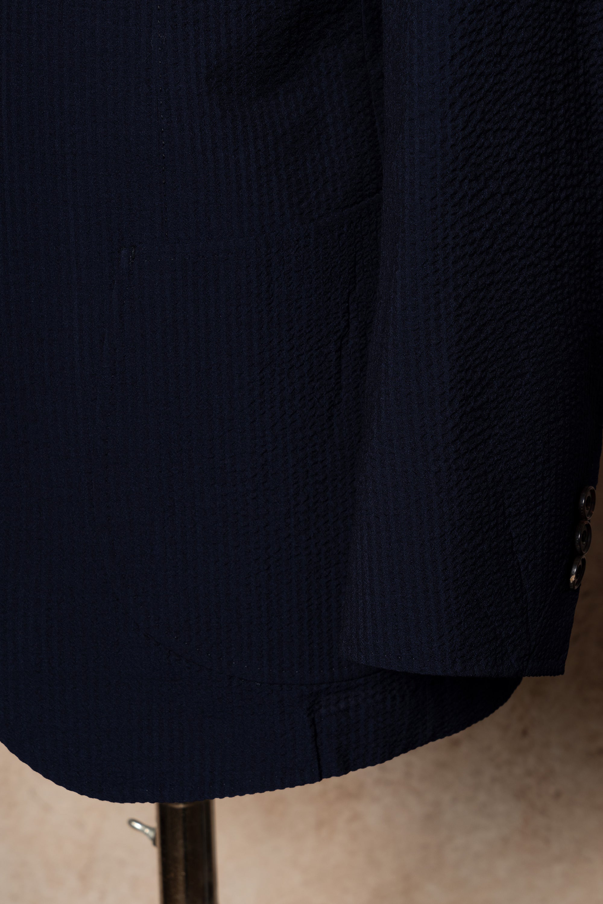MTO Navy Wool Silk Seersucker Jacket