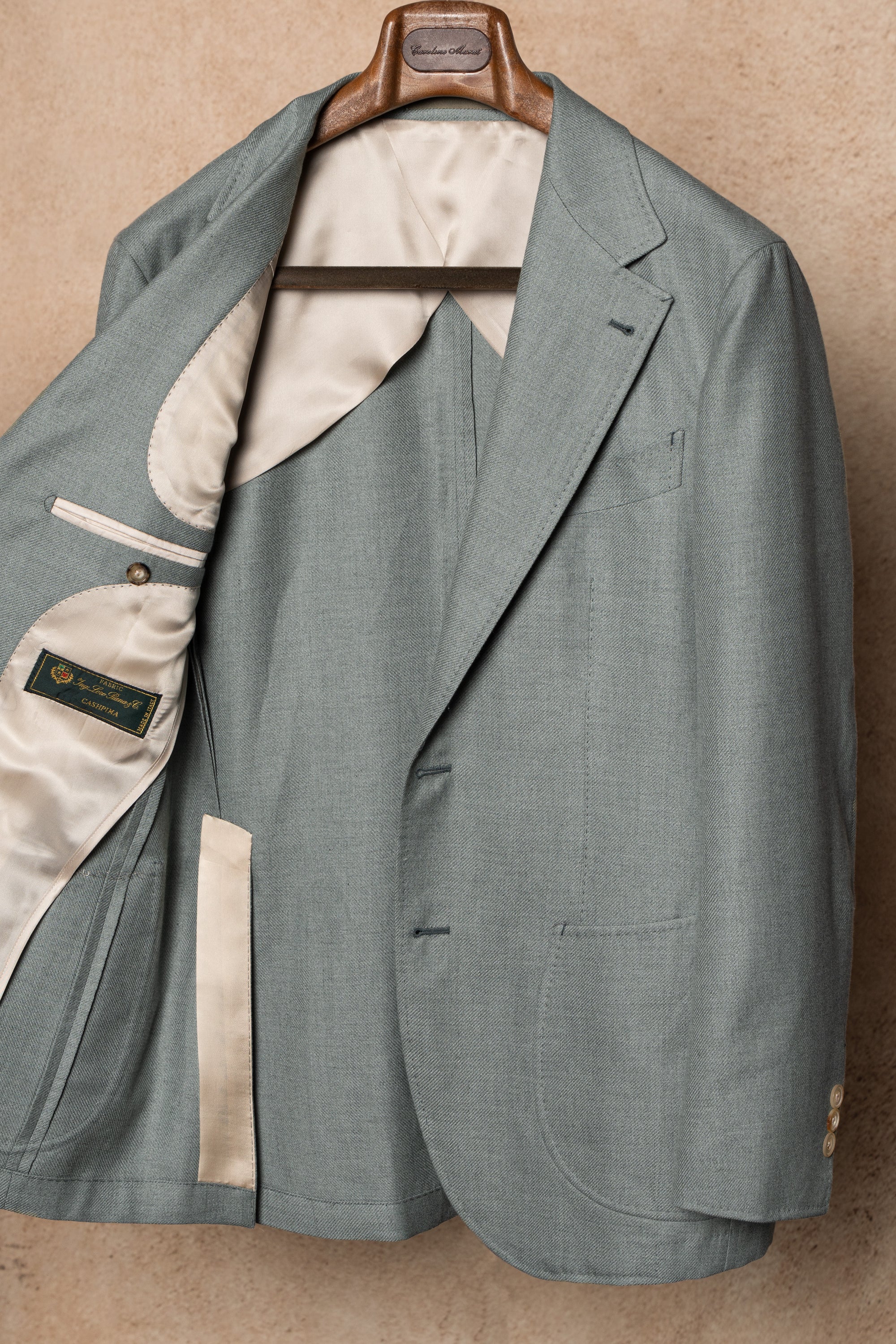 MTO Dusty Green Cotton Cashmere Silk Jacket