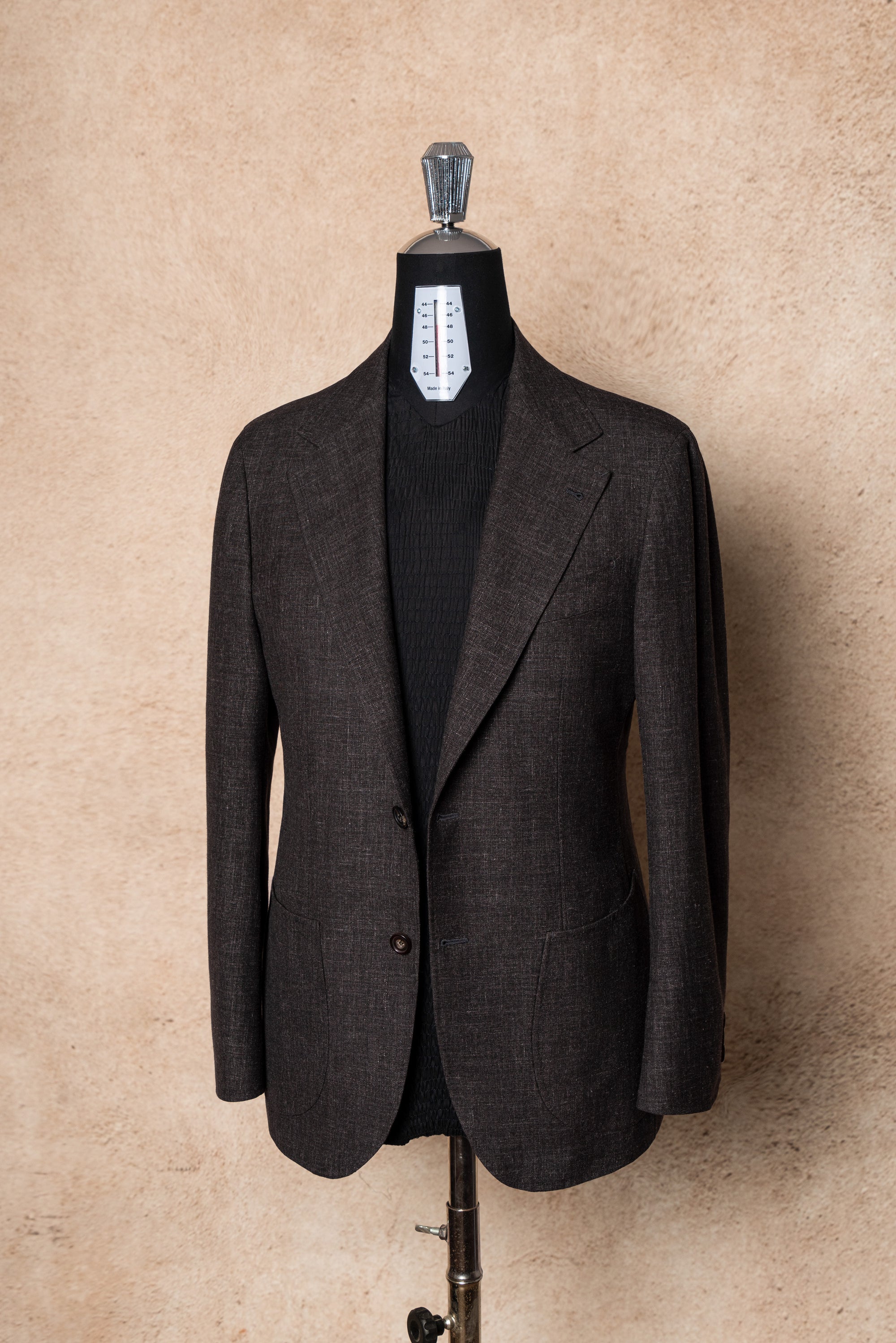 MTO Dark Brown Melange Cashmere Silk Jacket #381